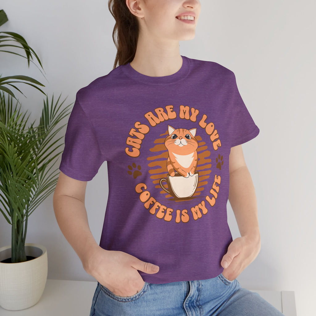 Cat & Coffee Tee — "Cats Are My Love, Coffee Is My Life" Cute Graphic T‑Shirt