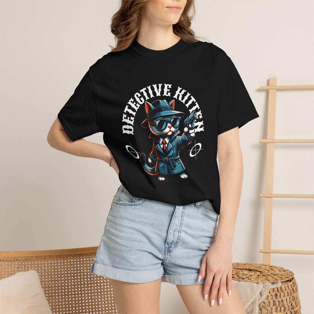 Detective Kitten T-Shirt — Cute Noir Cat Graphic Tee