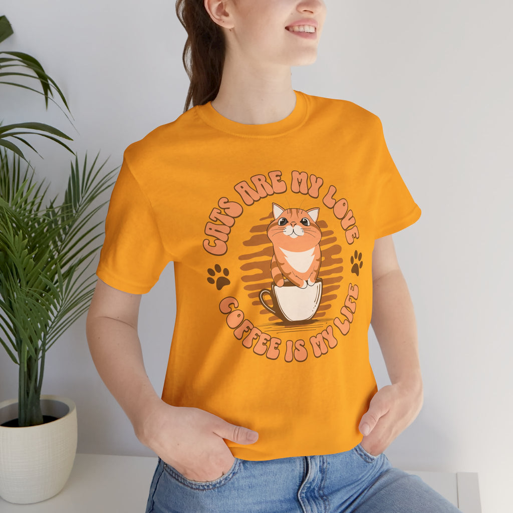 Cat & Coffee Tee — "Cats Are My Love, Coffee Is My Life" Cute Graphic T‑Shirt