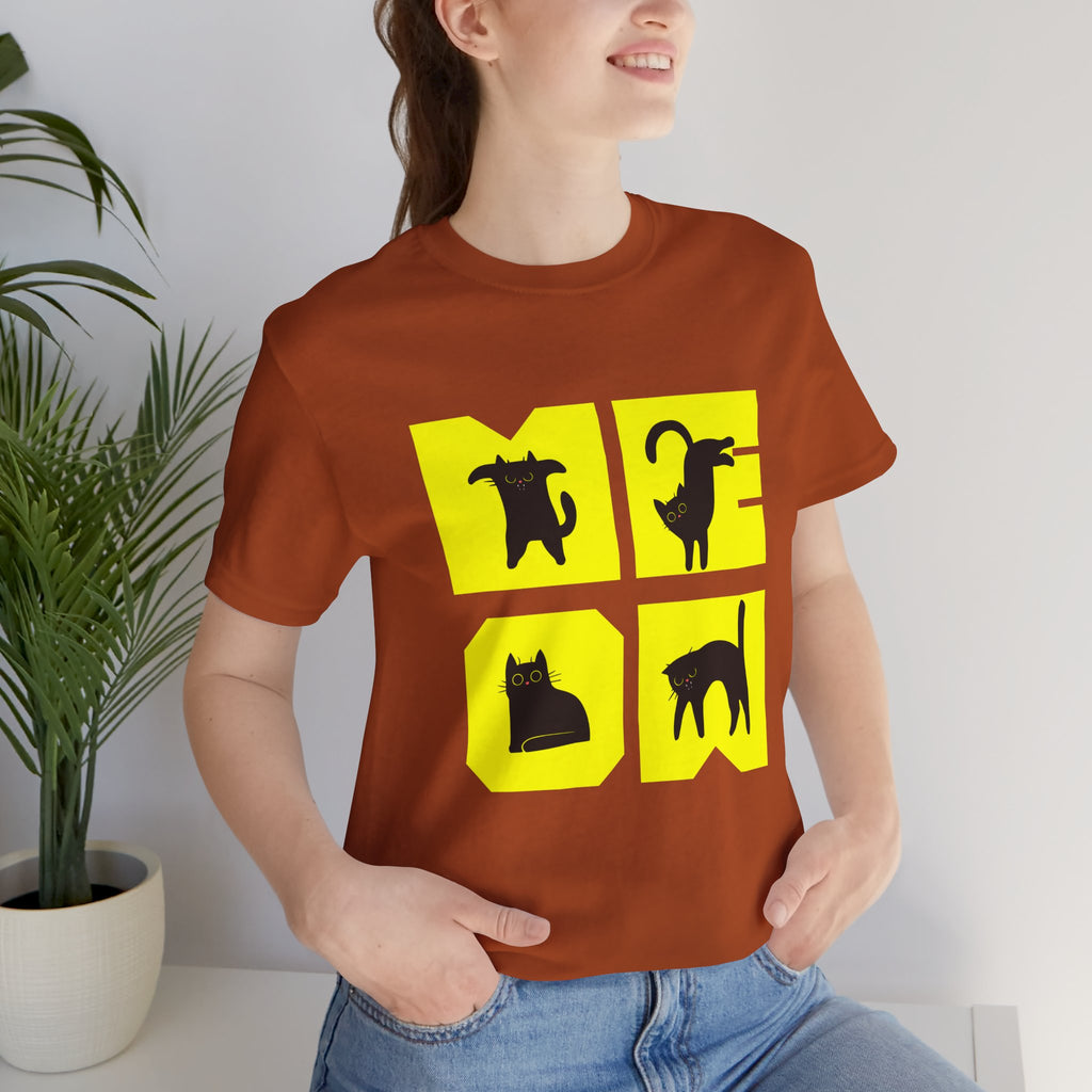 Cat Silhouette Tee — Yellow Block Cats Graphic T-Shirt
