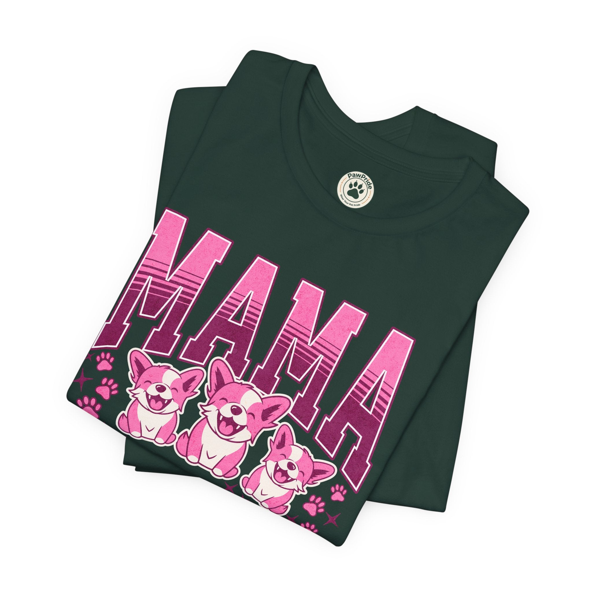 Mama Tee — Pink Corgi Mom Graphic T-Shirt