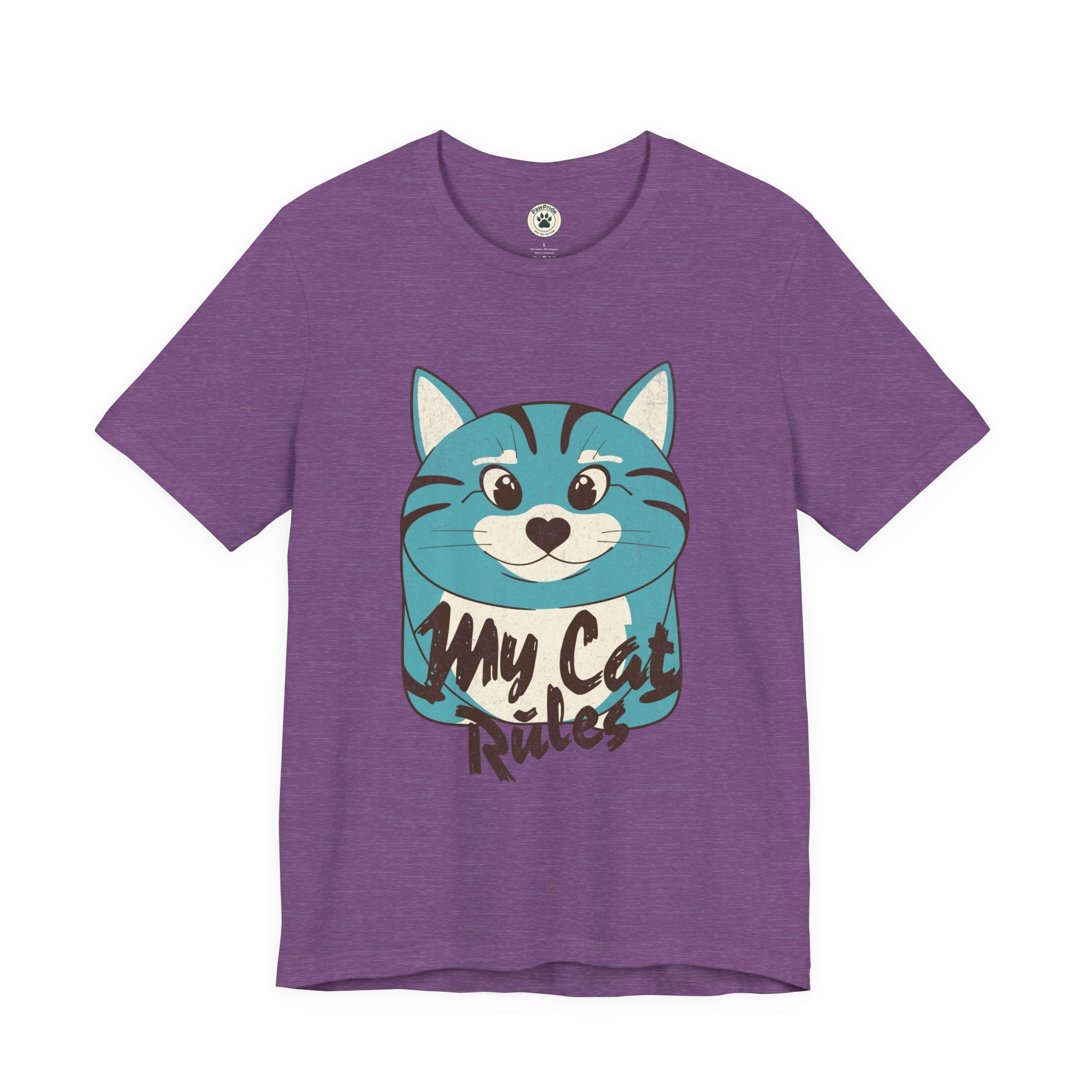 My Cat Rules T-Shirt — Cute Blue Cat Graphic Tee for Cat Lovers
