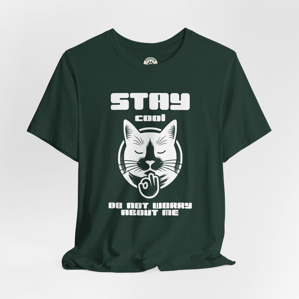 Stay Calm Cat T-Shirt — Cute Grumpy Cat Graphic Tee ("Stay Calm — Do Not Disturb" )