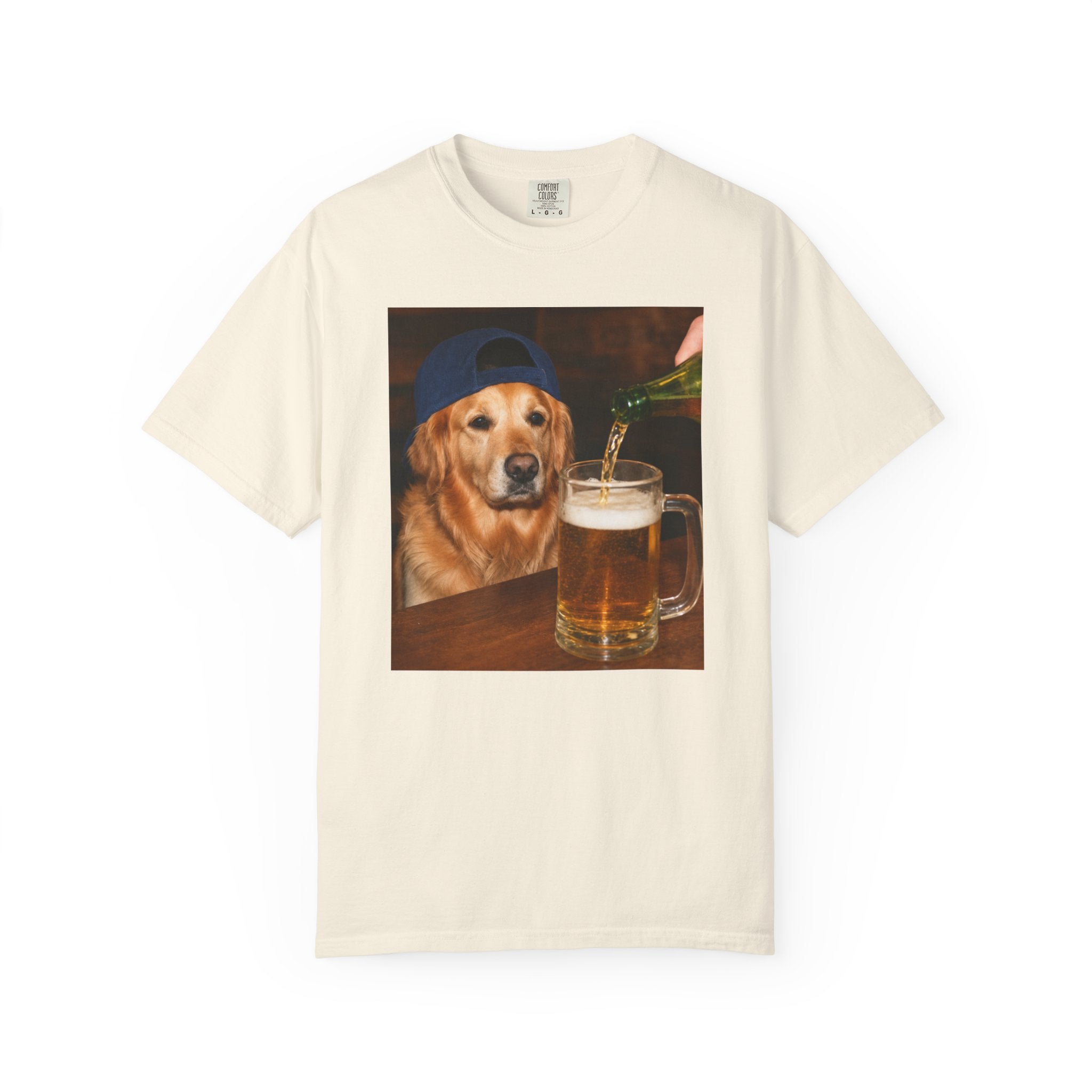 Golden Retriever Beer T-Shirt — Funny Dog Drinking Beer Graphic Tee