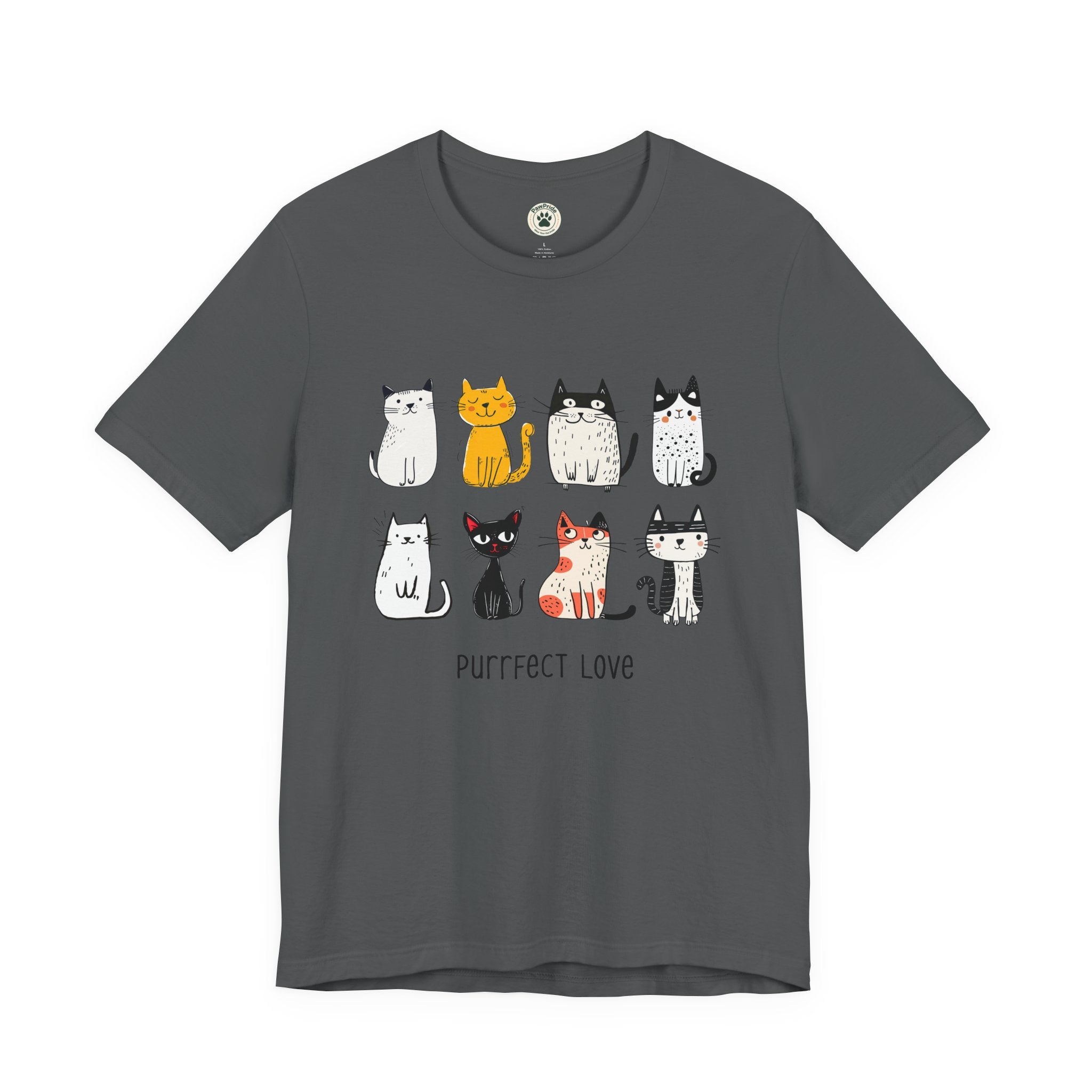 Purrfect Love Cat T-Shirt — Cute Cartoon Cats Tee for Cat Lovers