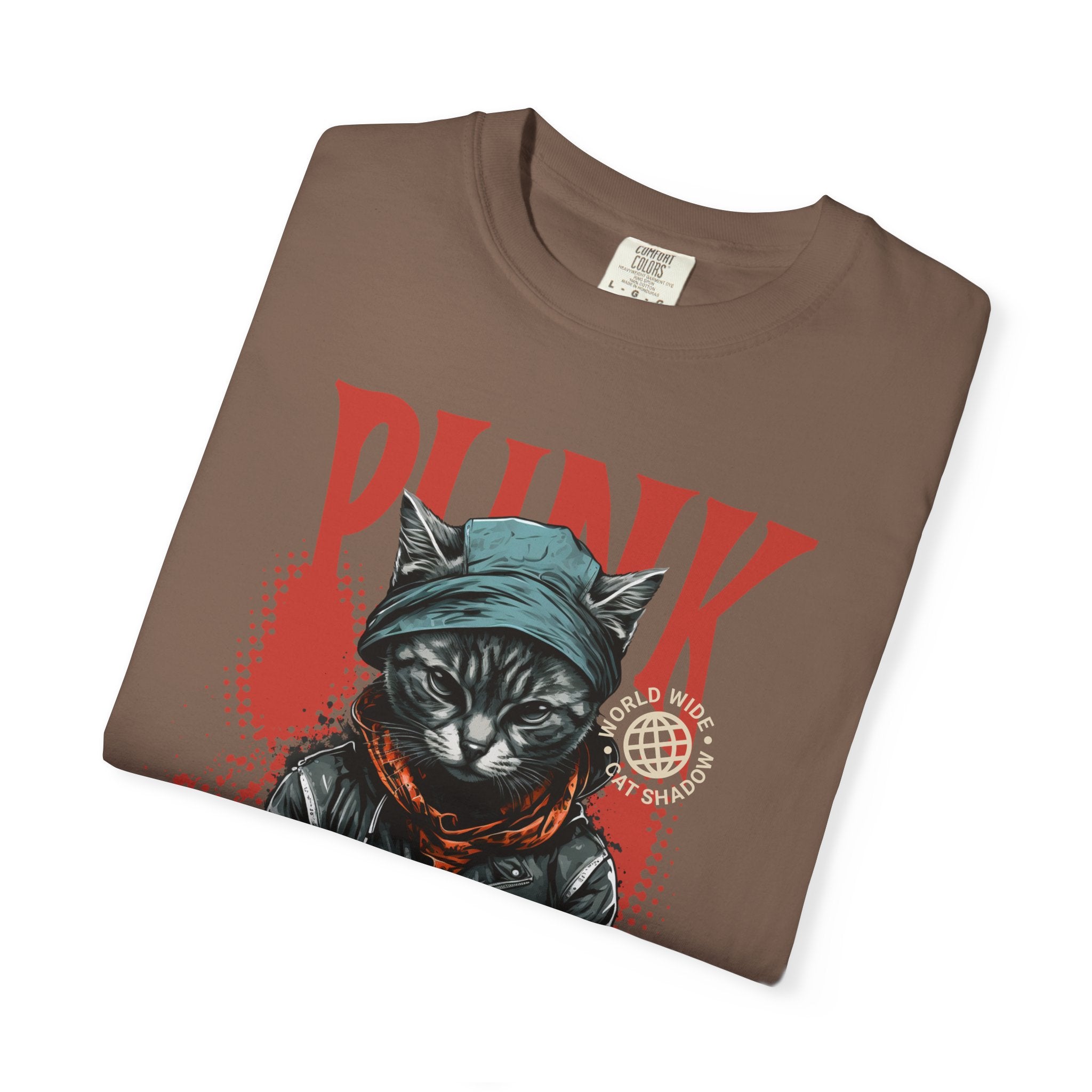 Punk Cat Graphic T-Shirt — Edgy Streetwear Tee with Biker Cat Design