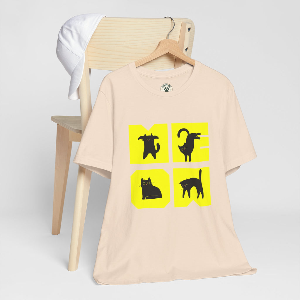 Cat Silhouette Tee — Yellow Block Cats Graphic T-Shirt