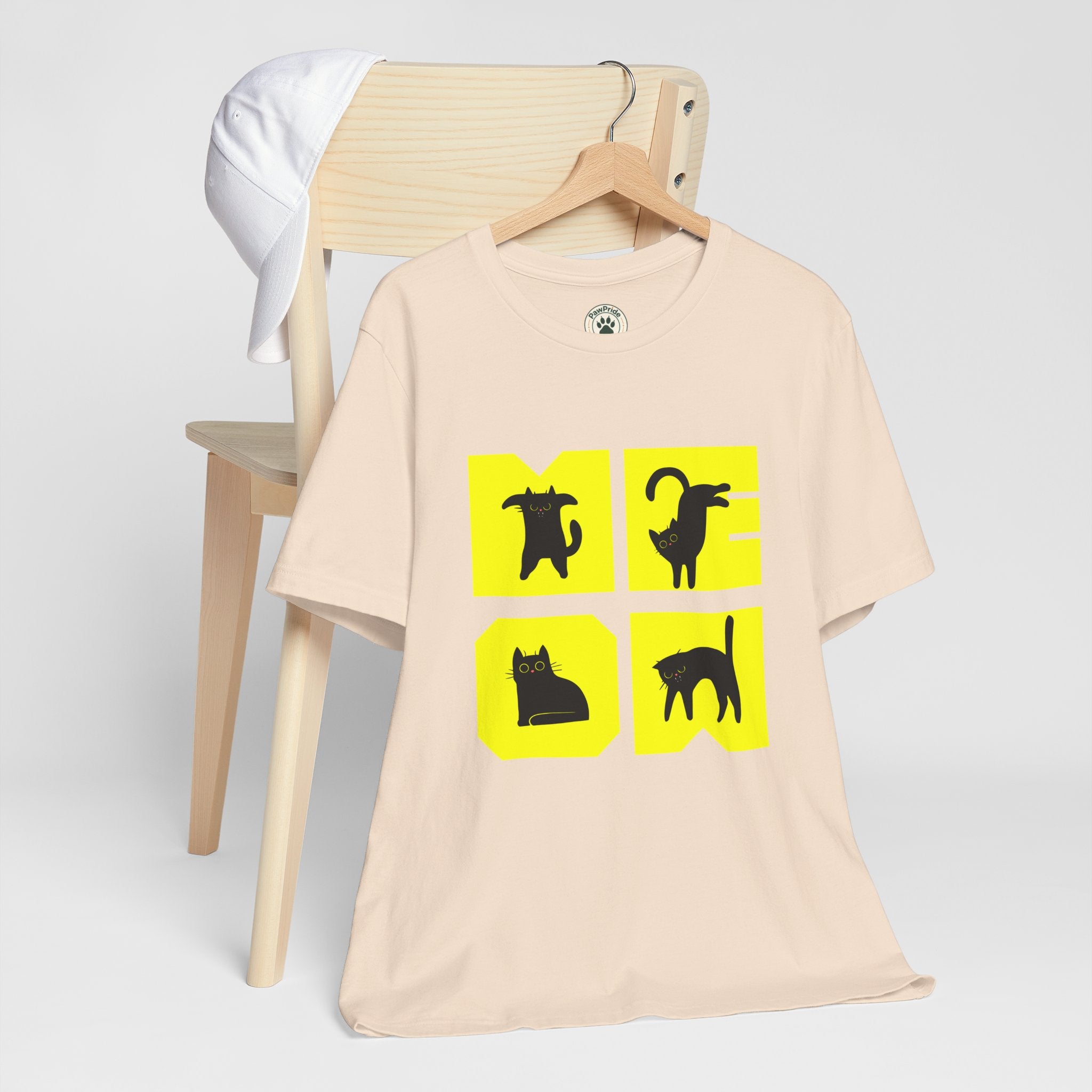 Cat Silhouette Tee — Yellow Block Cats Graphic T-Shirt