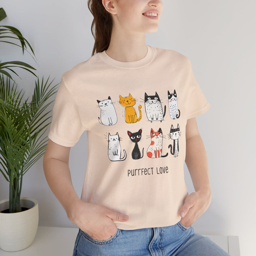 Purrfect Love Cat T-Shirt — Cute Cartoon Cats Tee for Cat Lovers