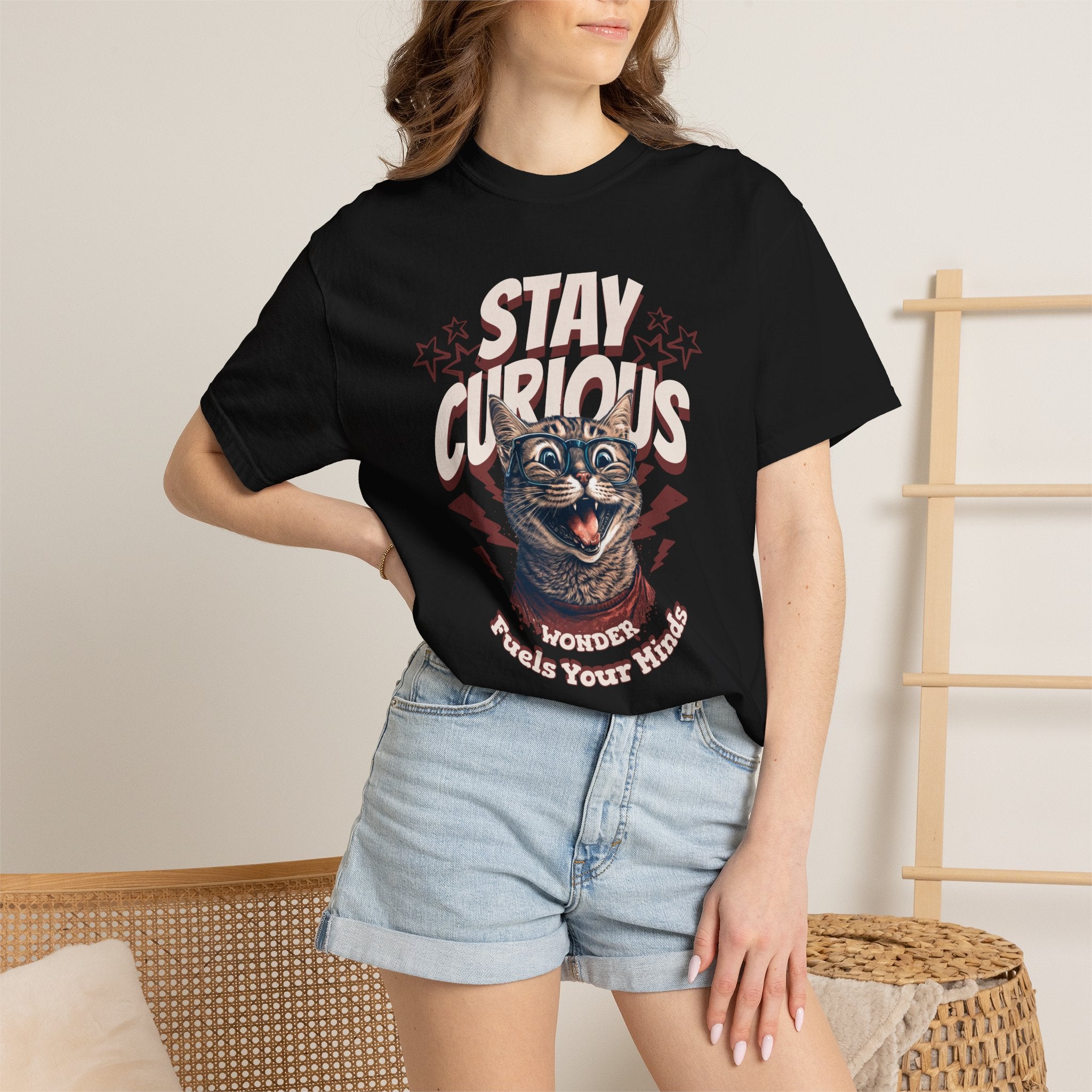 Stay Curious Cat T-Shirt — Vintage Retro Cat Graphic Tee