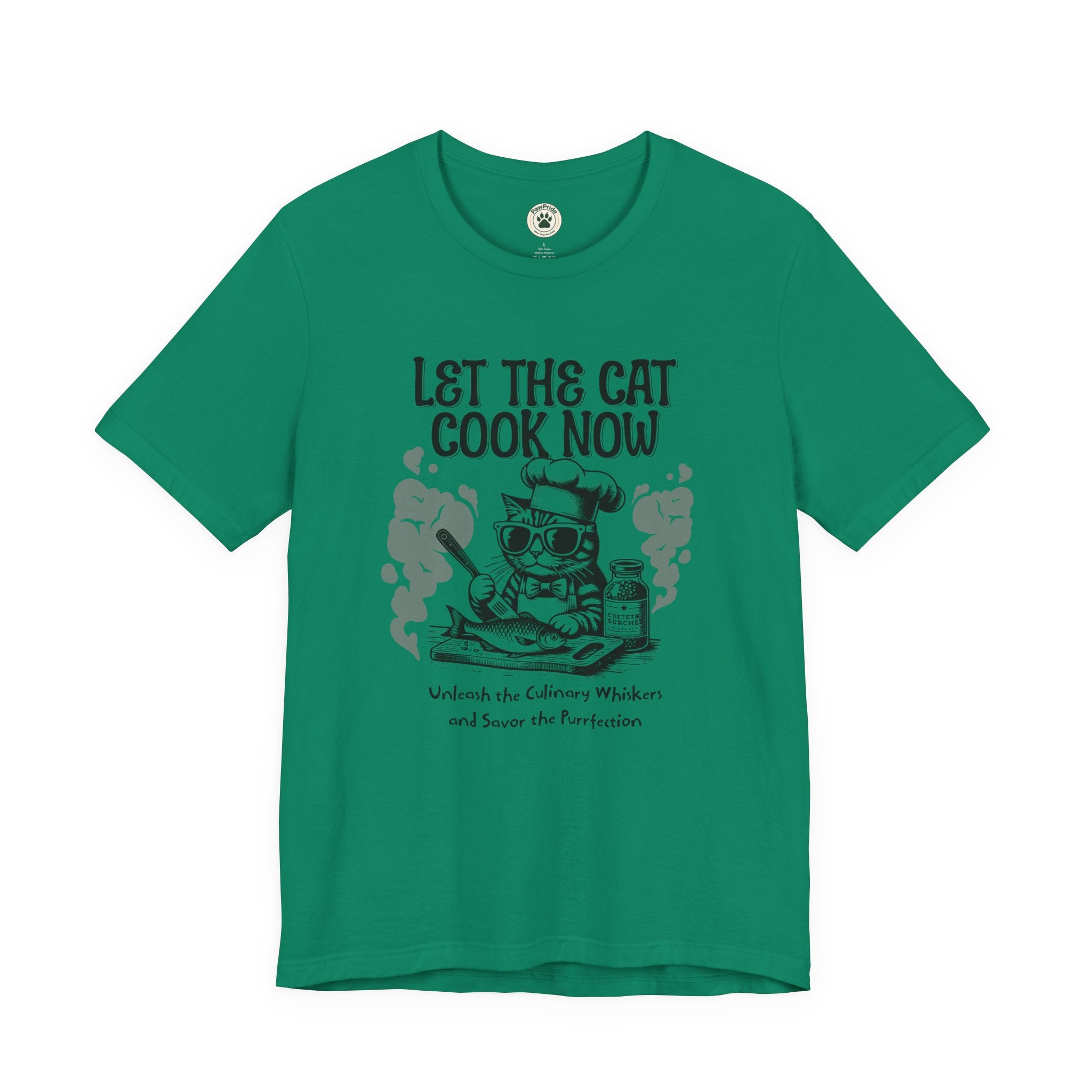 Let The Cat Cook Now T-Shirt — Funny Chef Cat Cooking Tee
