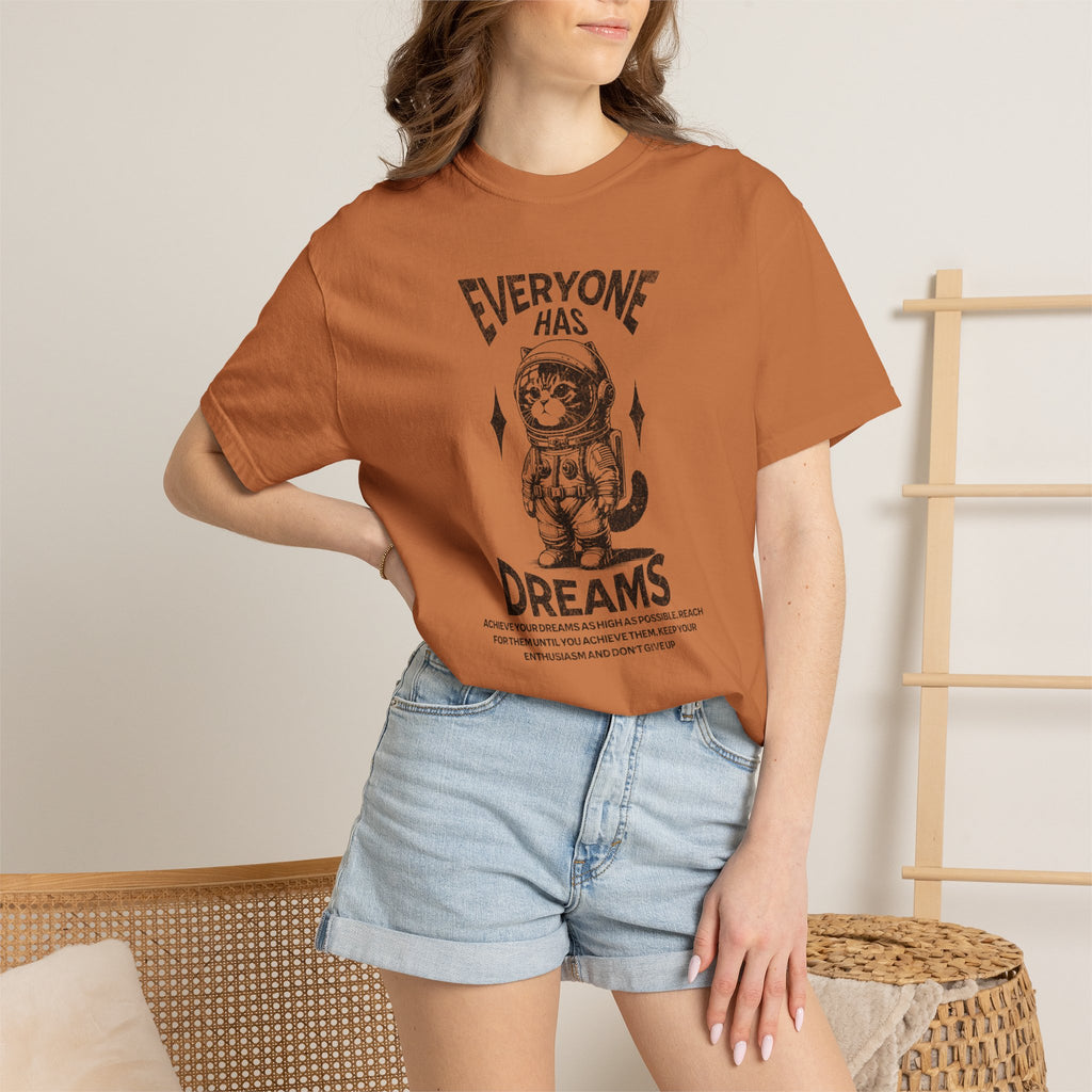 Everyone Has Dreams Astronaut Cat T‑Shirt — Vintage Space Graphic Tee