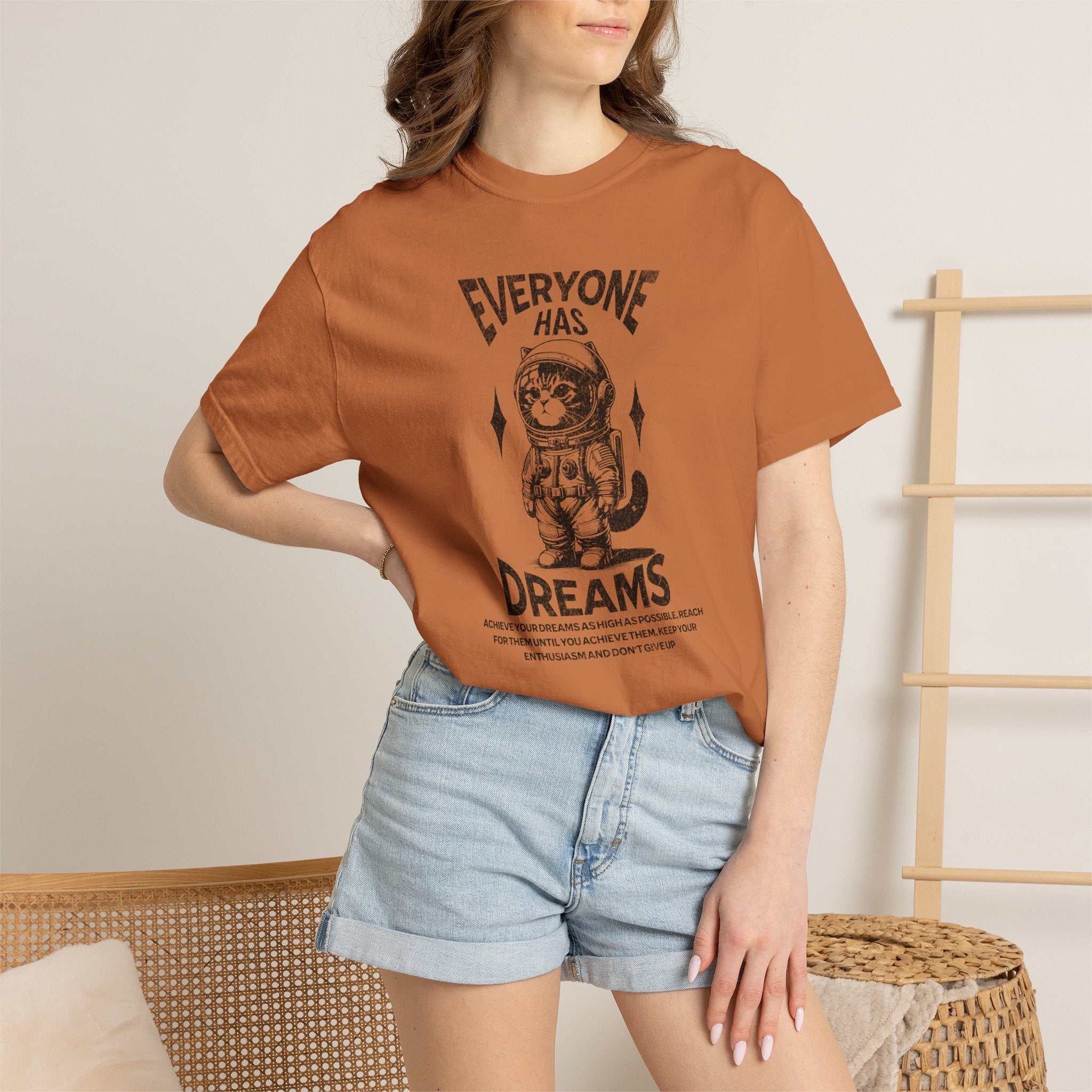 Everyone Has Dreams Astronaut Cat T‑Shirt — Vintage Space Graphic Tee