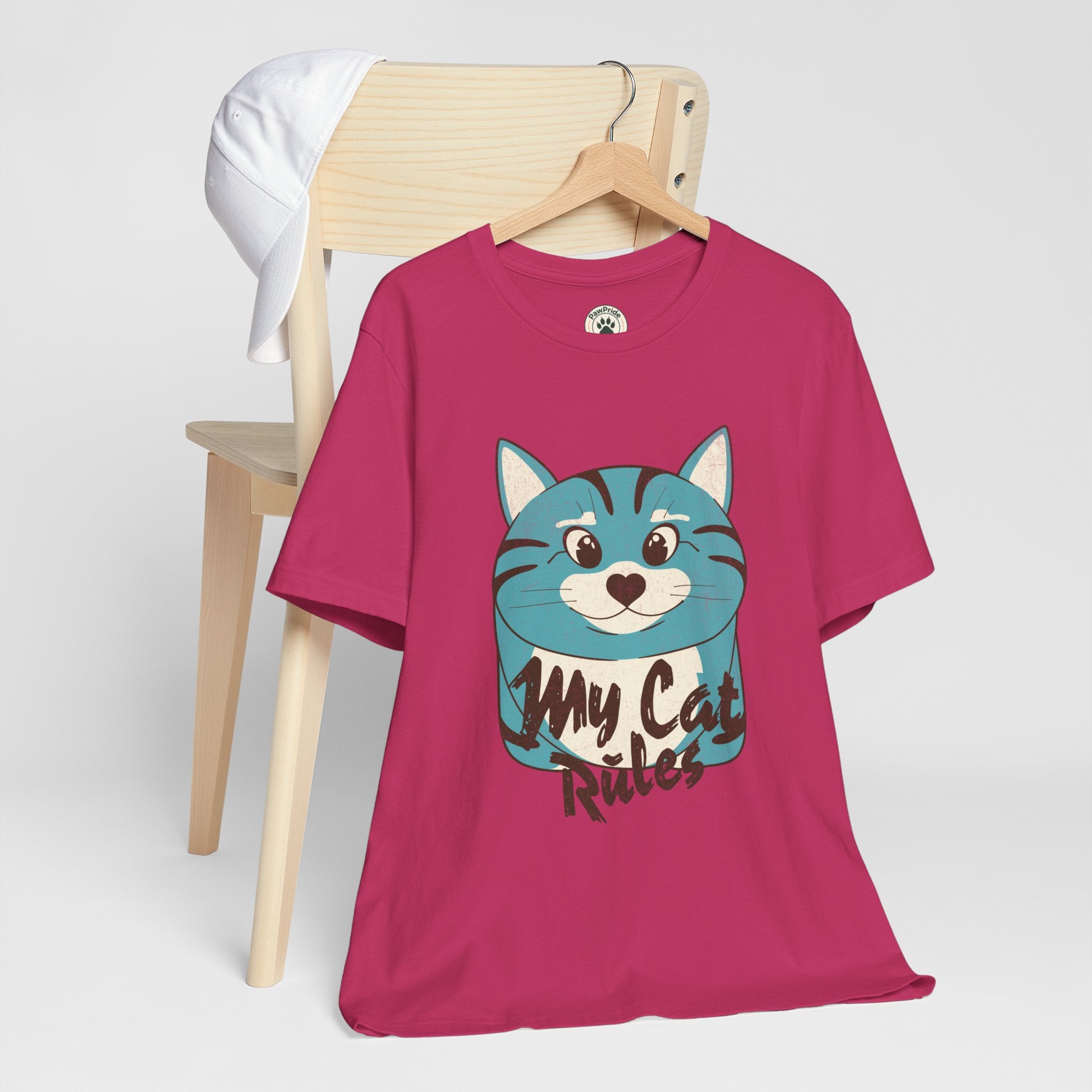 My Cat Rules T-Shirt — Cute Blue Cat Graphic Tee for Cat Lovers