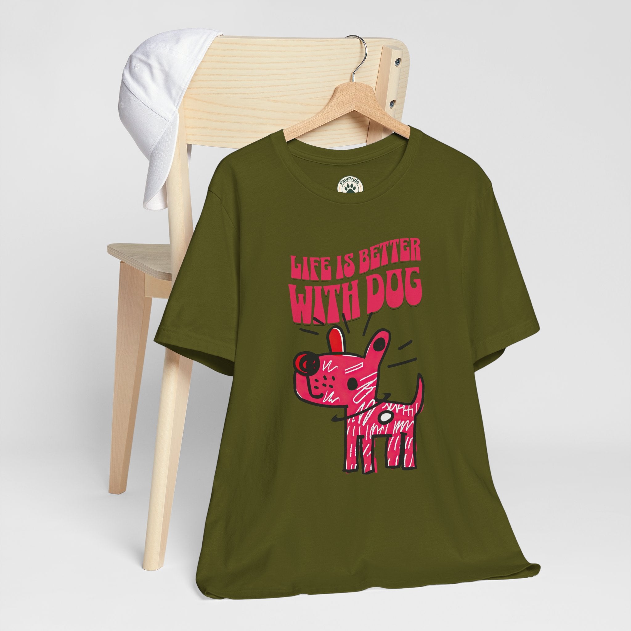 Dog Lover T-Shirt — "Life Is Better With Dog" Cute Pink Pup Graphic Tee