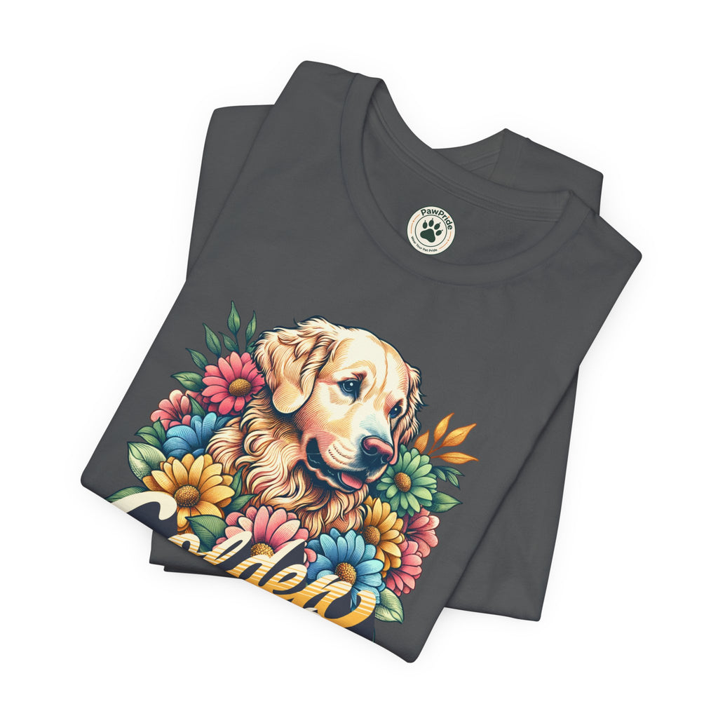 Golden Heart T-Shirt — Retro Floral Golden Retriever Tee