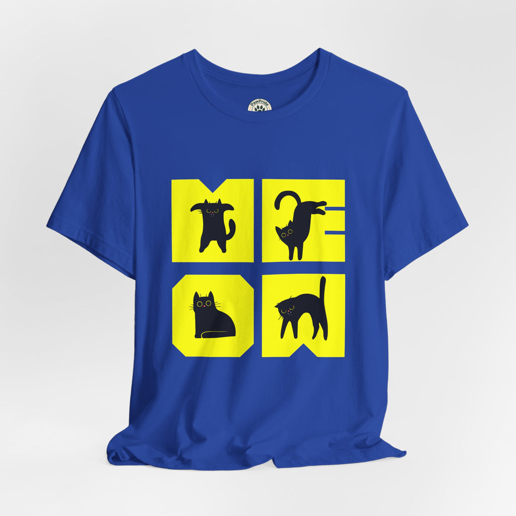Cat Silhouette Tee — Yellow Block Cats Graphic T-Shirt