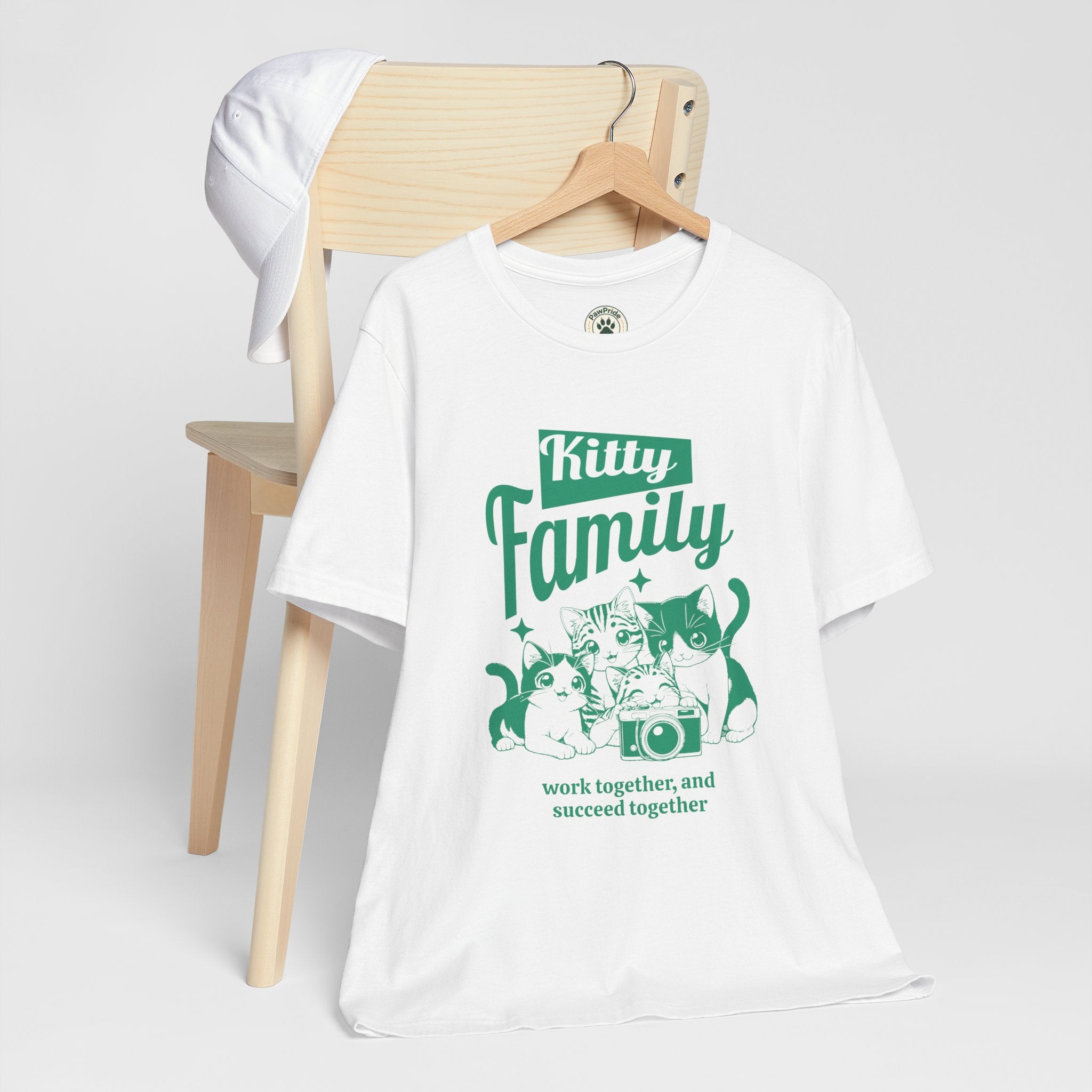 Kitty Family Tee — 'Work Together, and Succeed Together' Cat Graphic Shirt