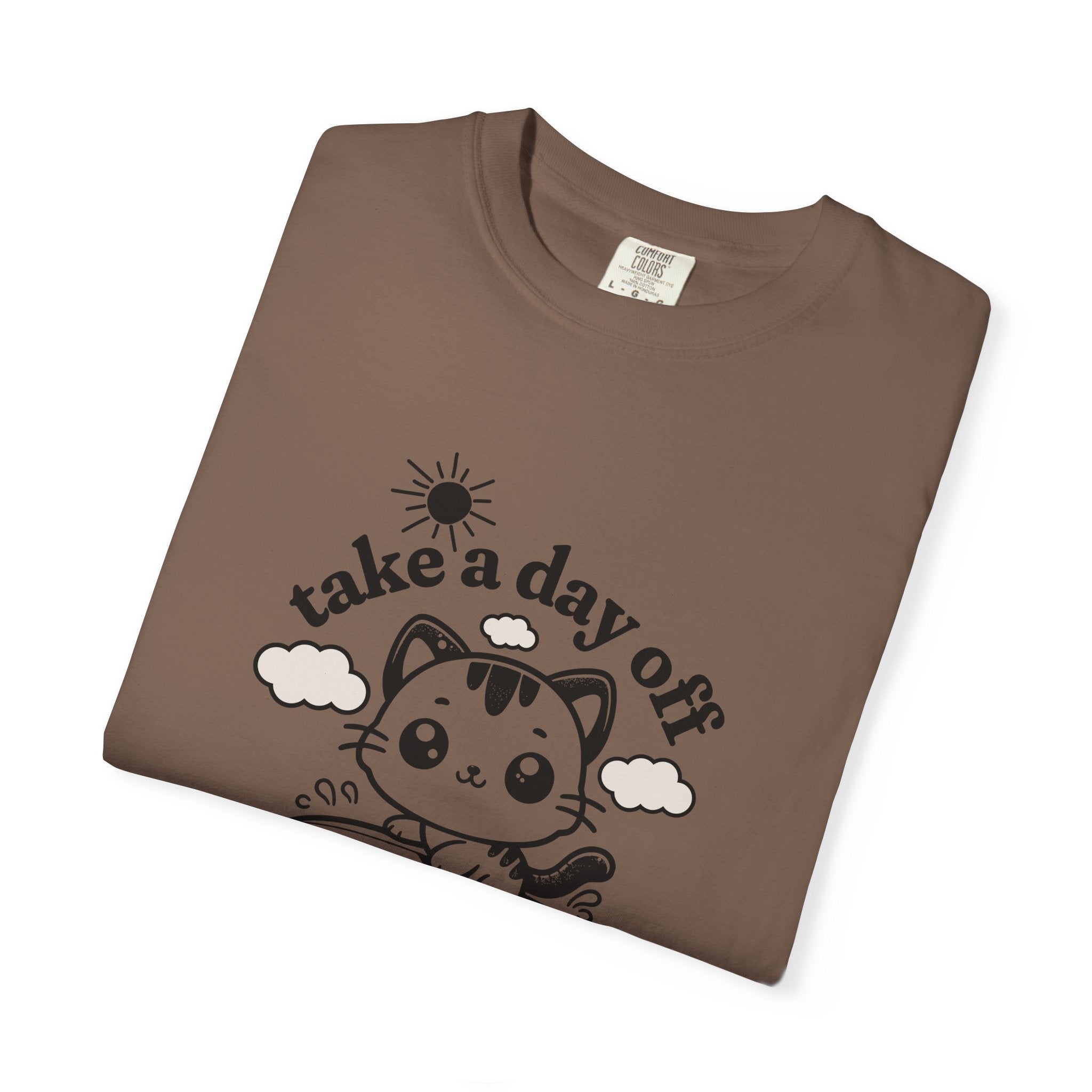 Take a Day Off Cat T-Shirt — Relaxing Kawaii Graphic Tee