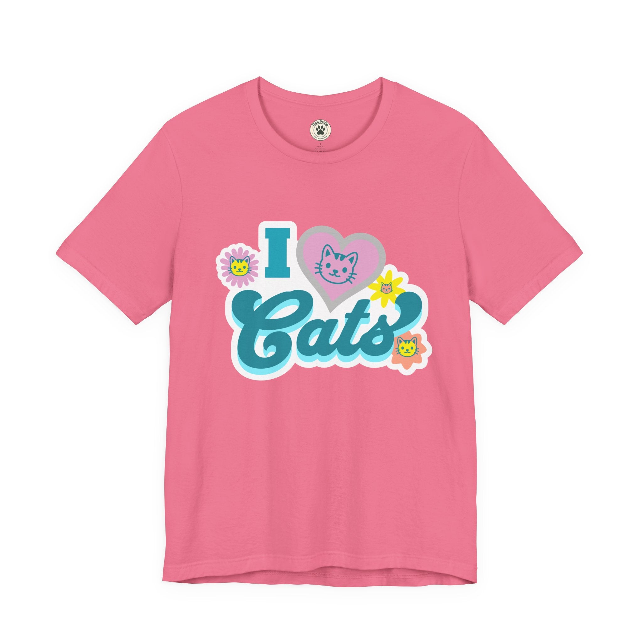 I  Cats Retro Floral Tee — Cute Cat Lover Graphic T-Shirt