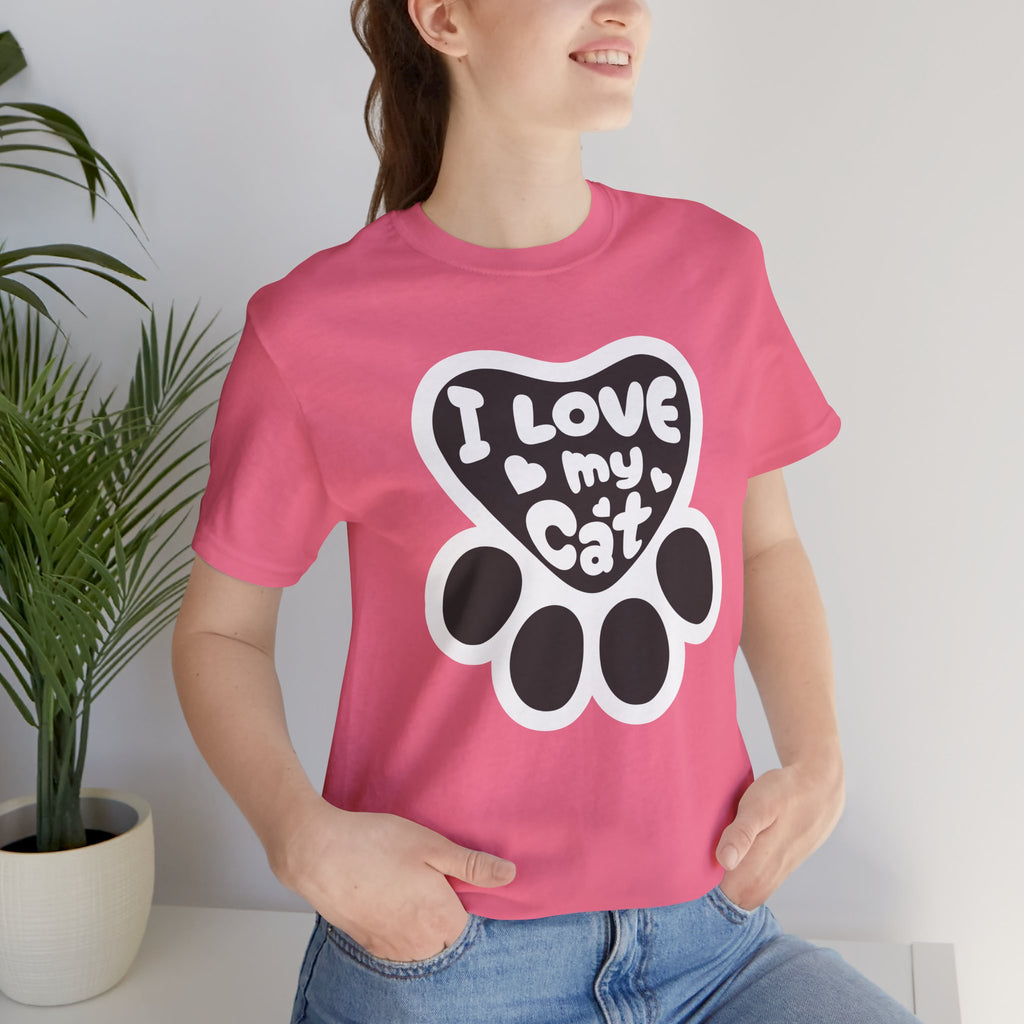 I Love My Cat Paw T-Shirt — Cute Cat Lover Tee