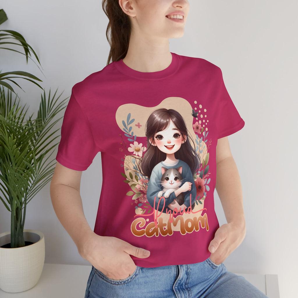 Cat Mom T-Shirt — Cute Floral Illustration Tee for Women Cat Lovers