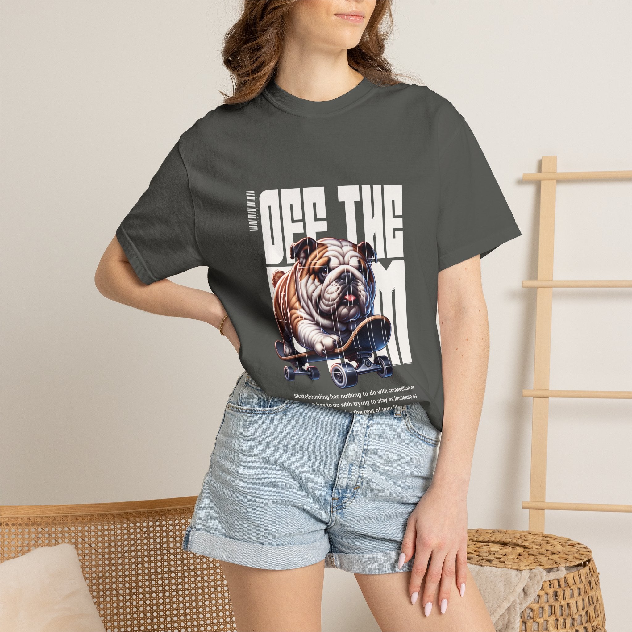 Bulldog Skateboard T-Shirt – “Off The Wall” Vintage Skate Dog Tee