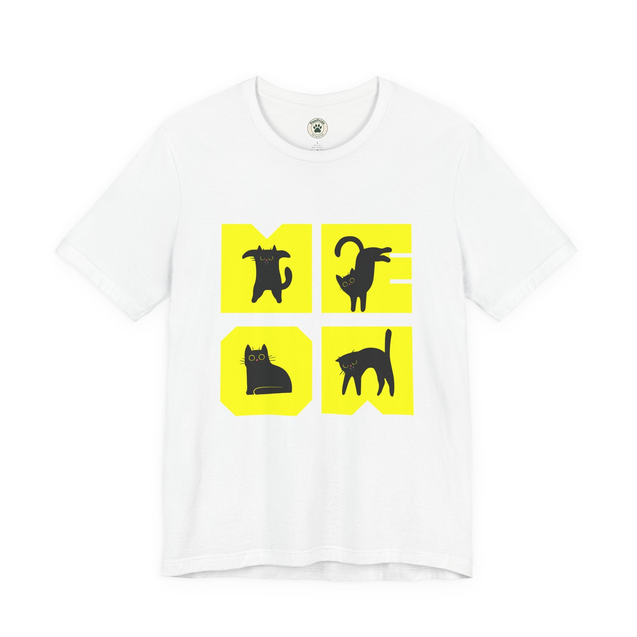 Cat Silhouette Tee — Yellow Block Cats Graphic T-Shirt
