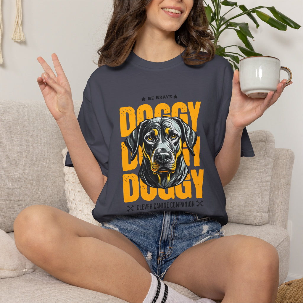 Doggy Doggy T-Shirt — Retro Black Lab Graphic Tee ('Be Brave')
