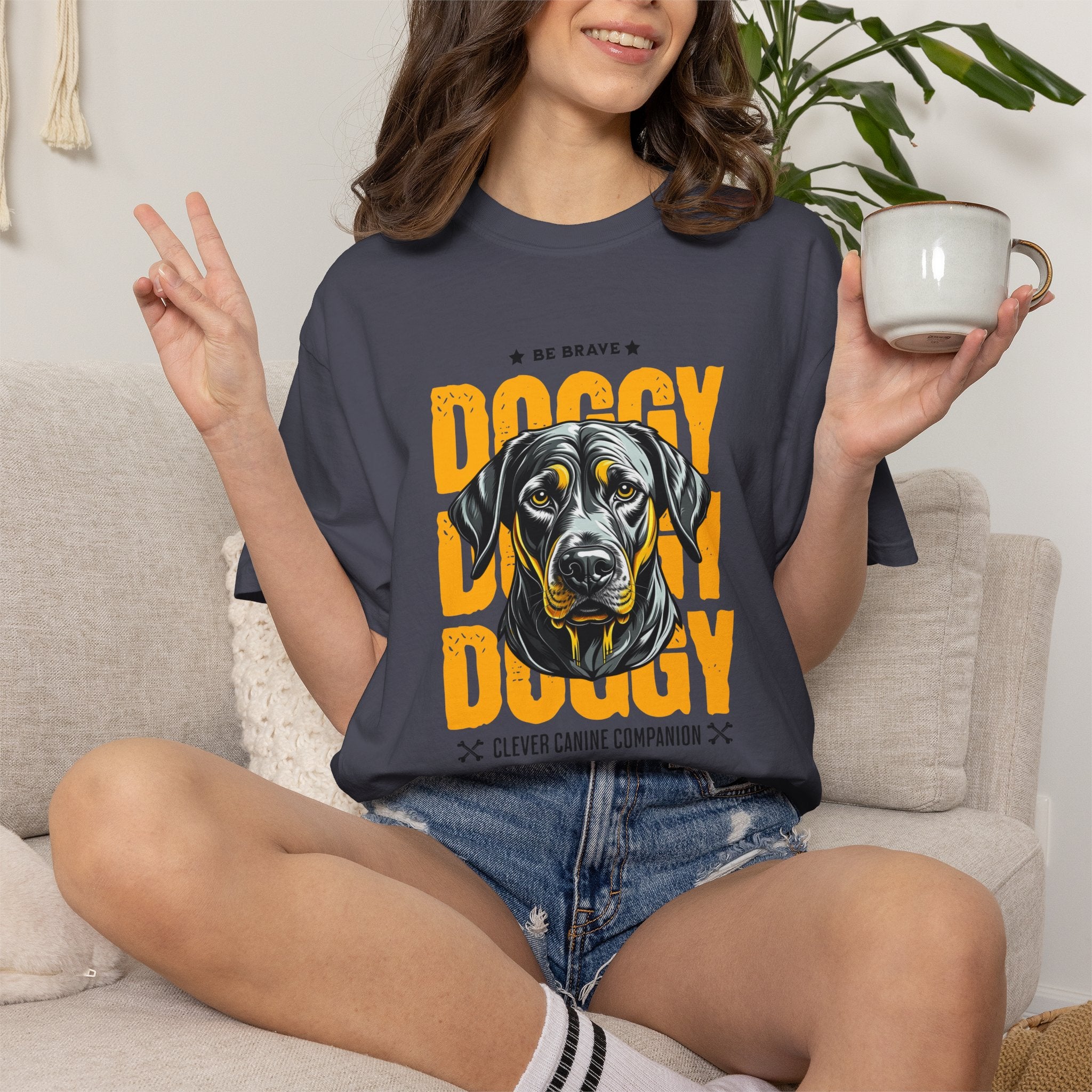 Doggy Doggy T-Shirt — Retro Black Lab Graphic Tee ('Be Brave')