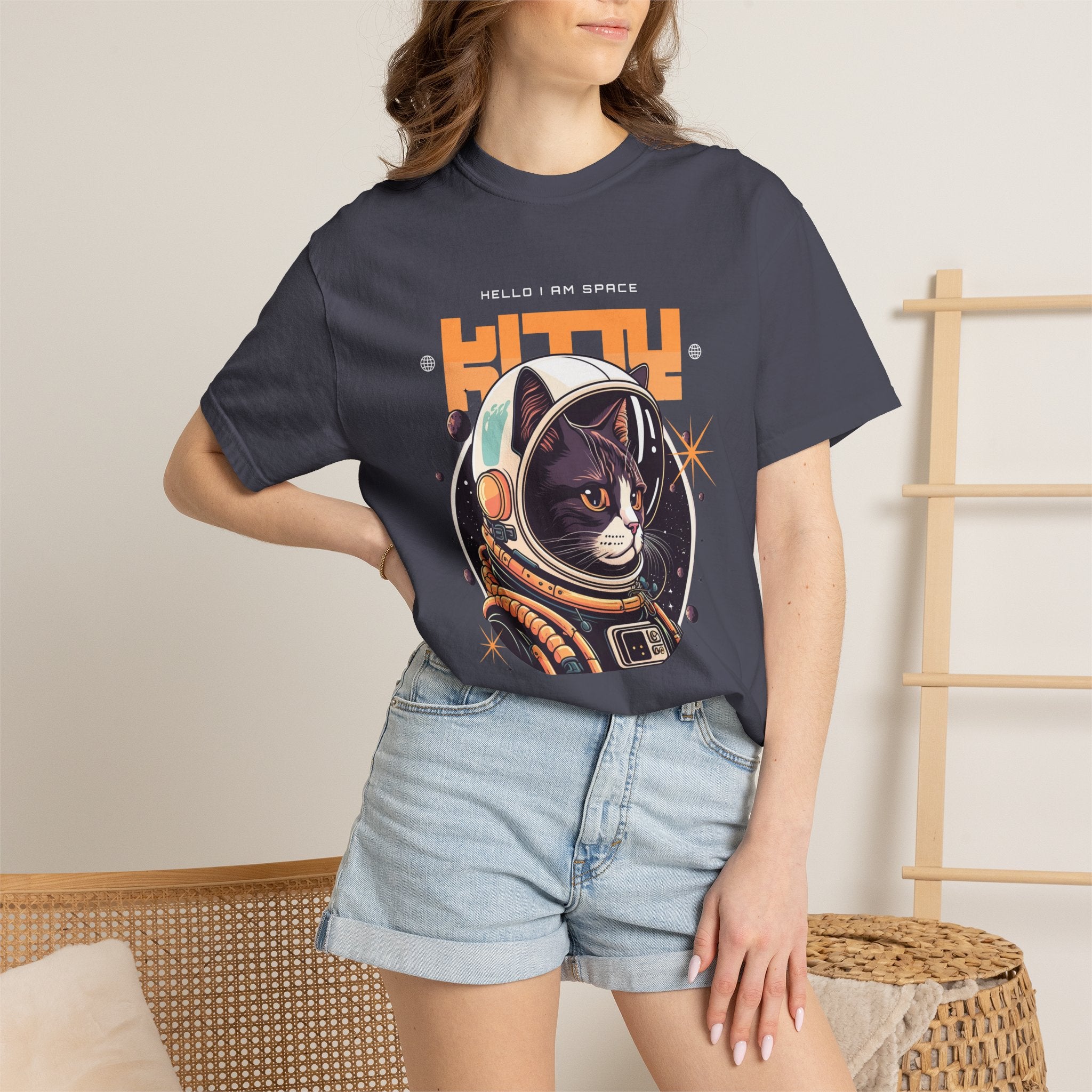 Astronaut Cat T-Shirt — "Hello I Am Space" Retro Spacecat Tee