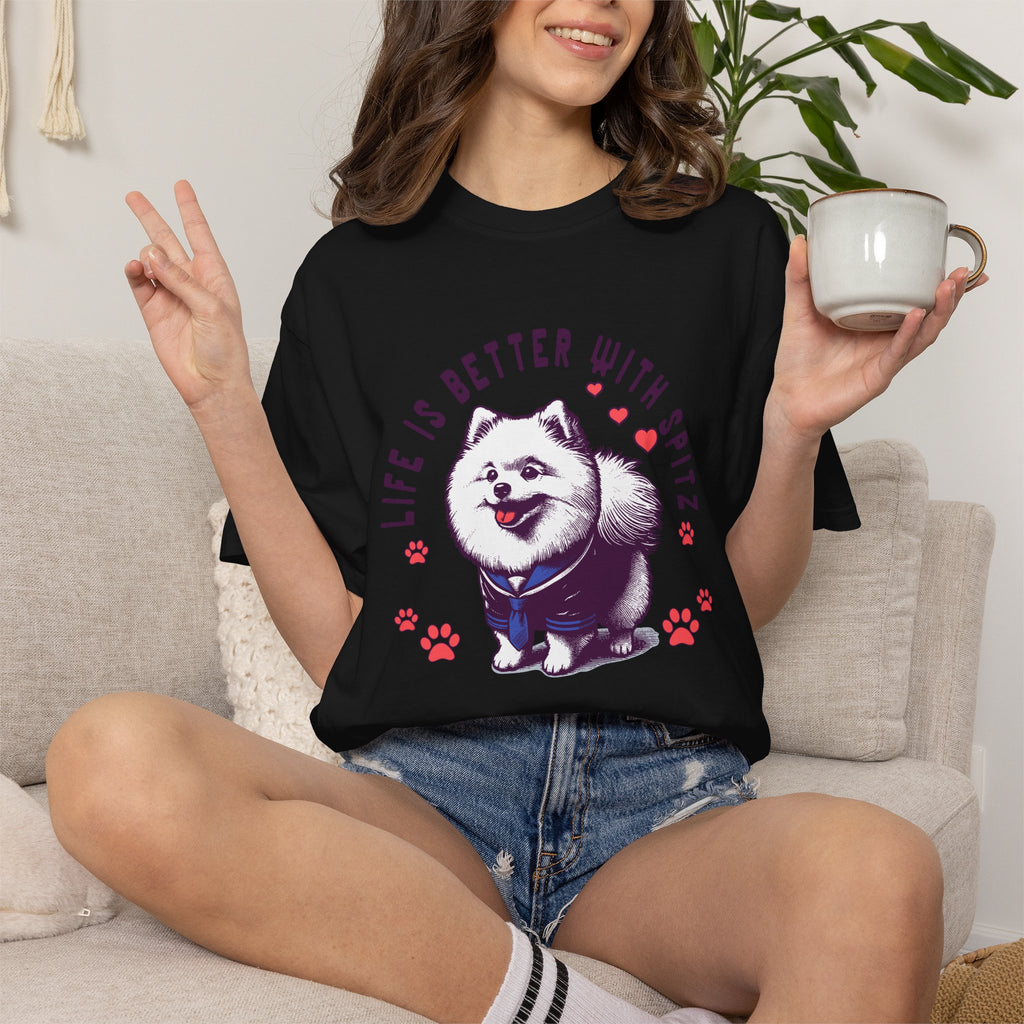 Spitz Love T-Shirt — "Life Is Better With Spitz" Cute Dog Graphic Tee