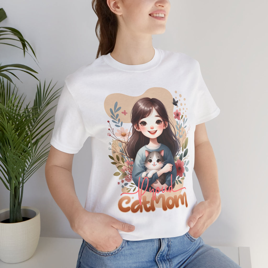 Cat Mom T-Shirt — Cute Floral Illustration Tee for Women Cat Lovers