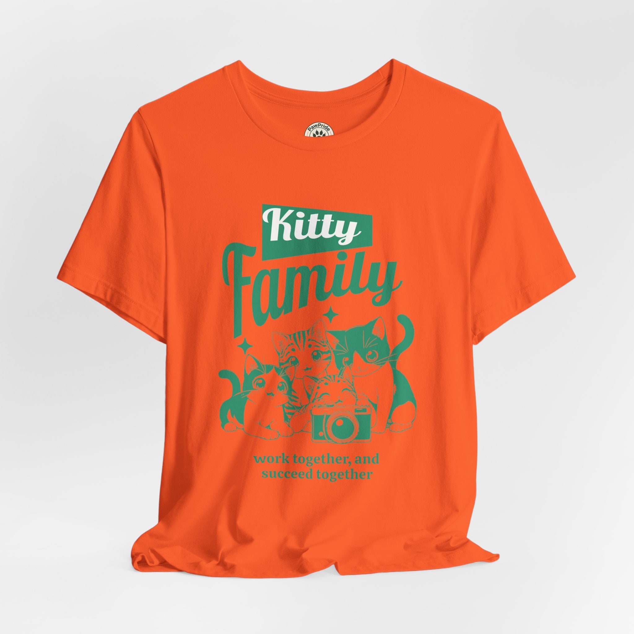 Kitty Family Tee — 'Work Together, and Succeed Together' Cat Graphic Shirt
