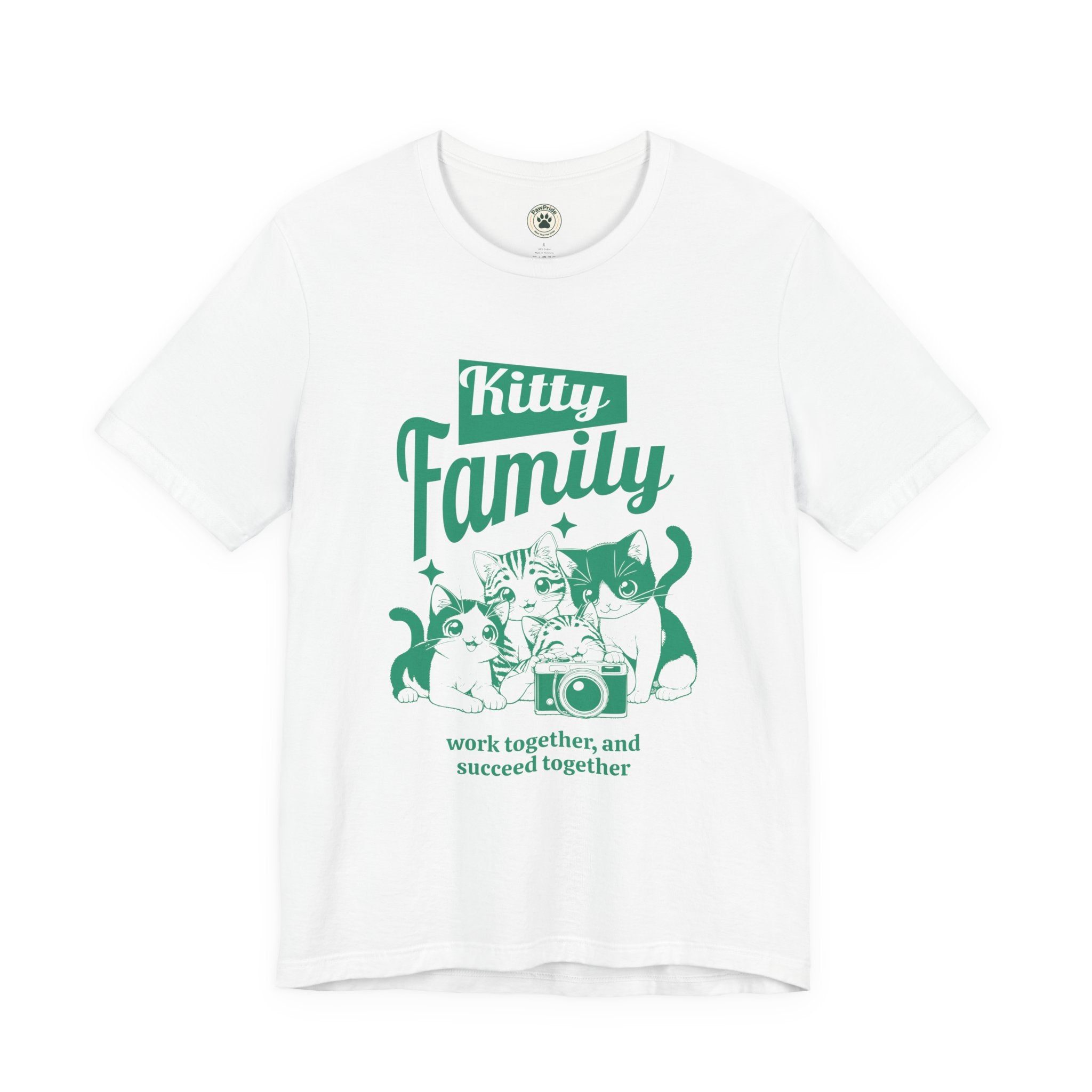 Kitty Family Tee — 'Work Together, and Succeed Together' Cat Graphic Shirt