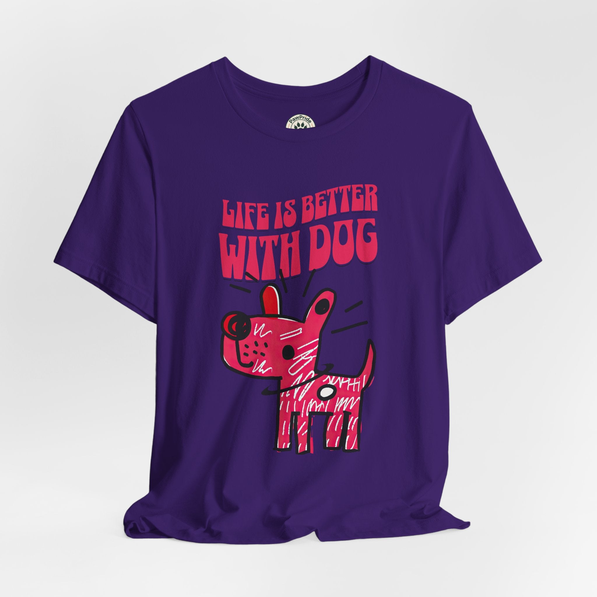 Dog Lover T-Shirt — "Life Is Better With Dog" Cute Pink Pup Graphic Tee