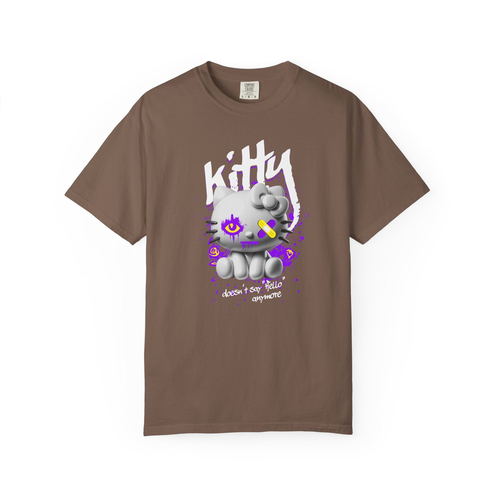 Kitty Cute Punk T-Shirt — 'doesn't say hello' Garment-Dyed Tee