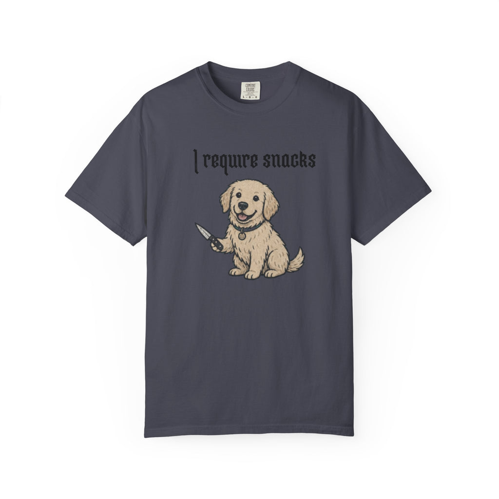 I Require Snacks T-Shirt — Cute Golden Retriever Graphic Tee