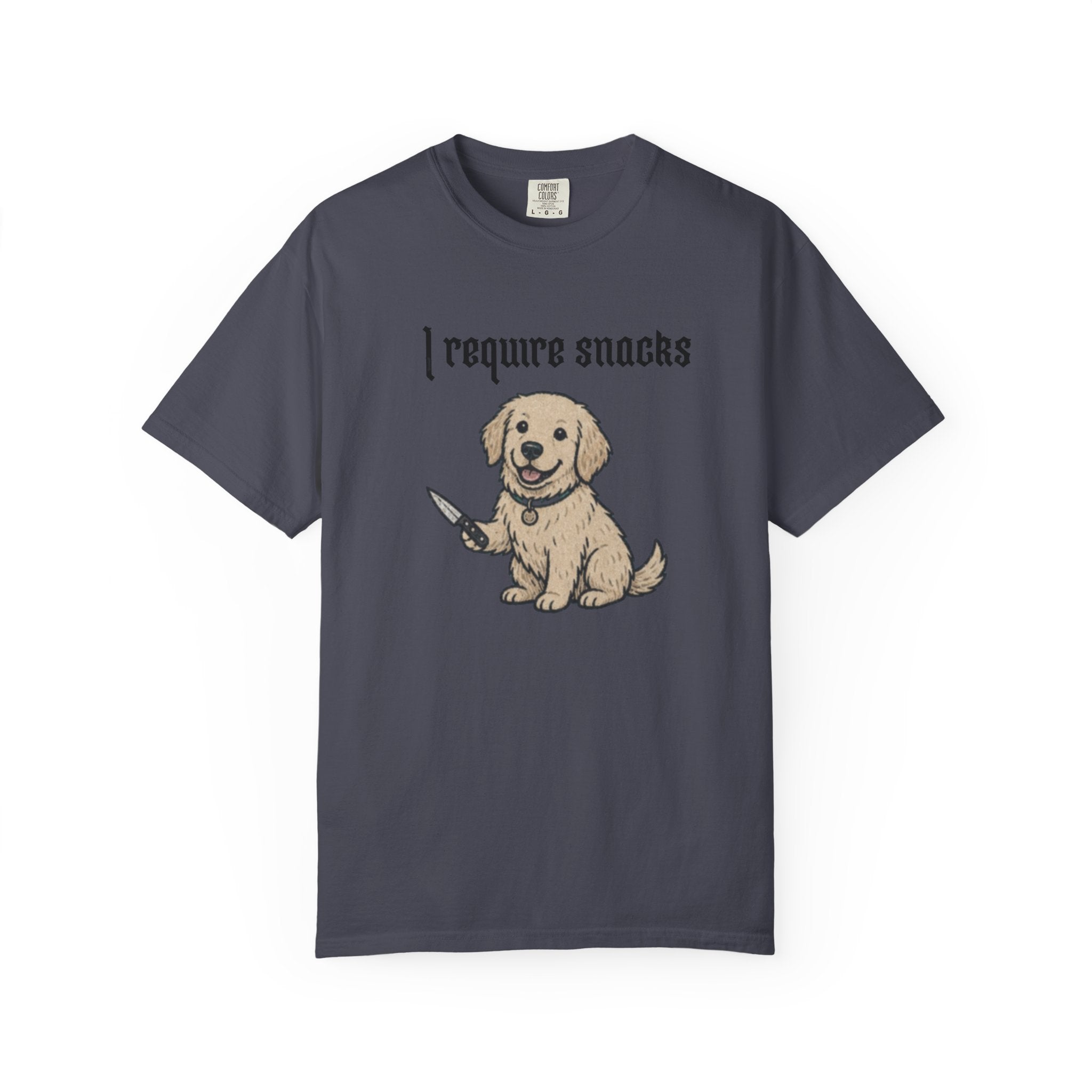 I Require Snacks T-Shirt — Cute Golden Retriever Graphic Tee