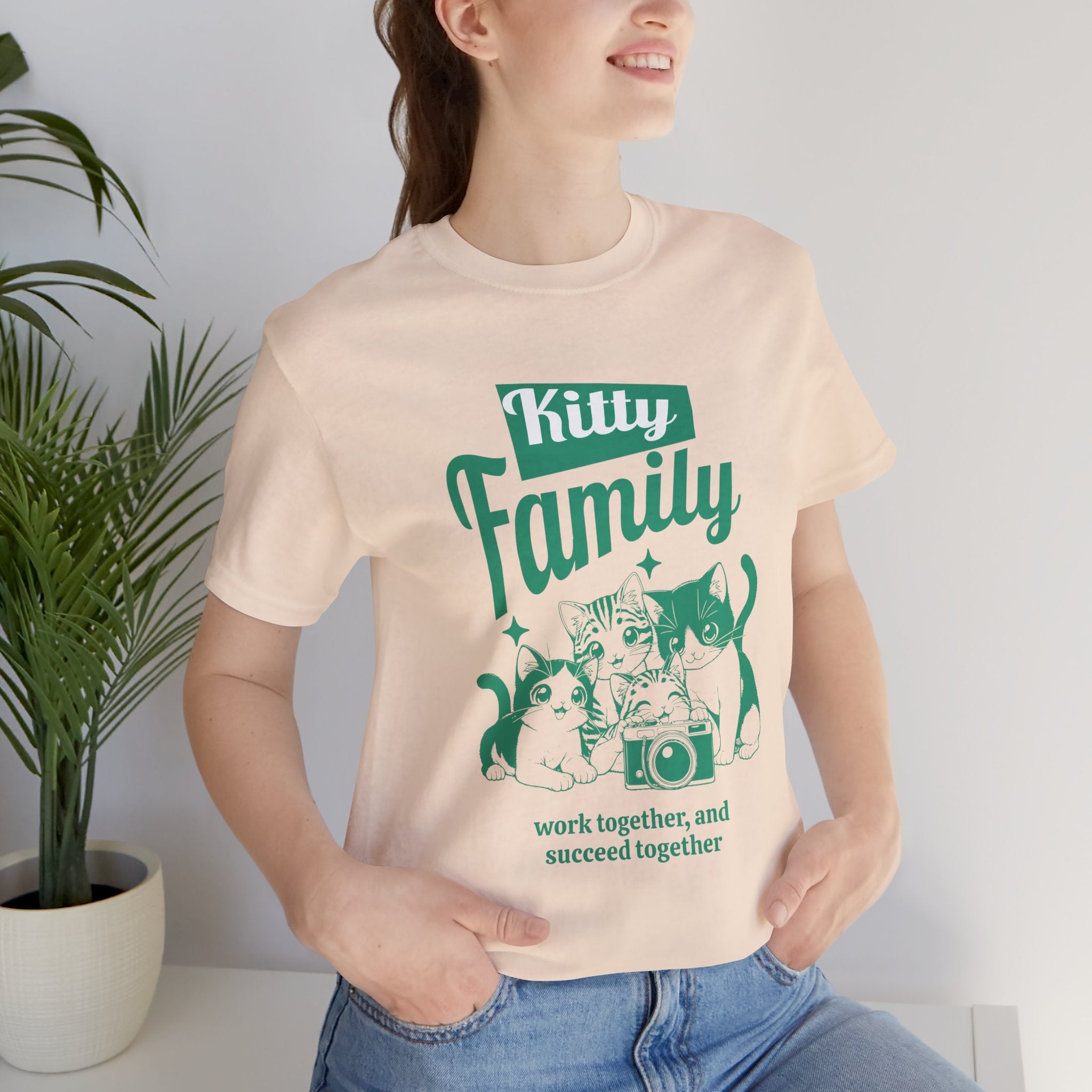 Kitty Family Tee — 'Work Together, and Succeed Together' Cat Graphic Shirt