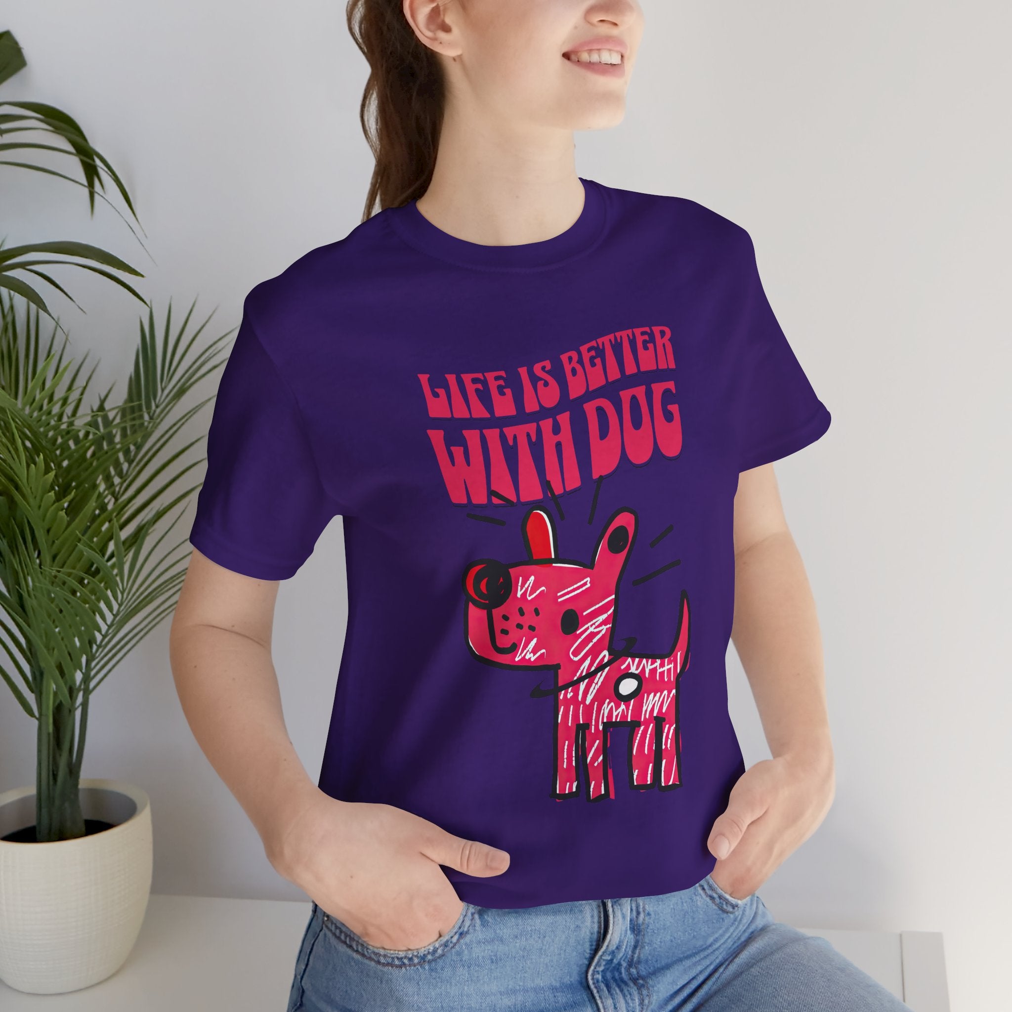 Dog Lover T-Shirt — "Life Is Better With Dog" Cute Pink Pup Graphic Tee