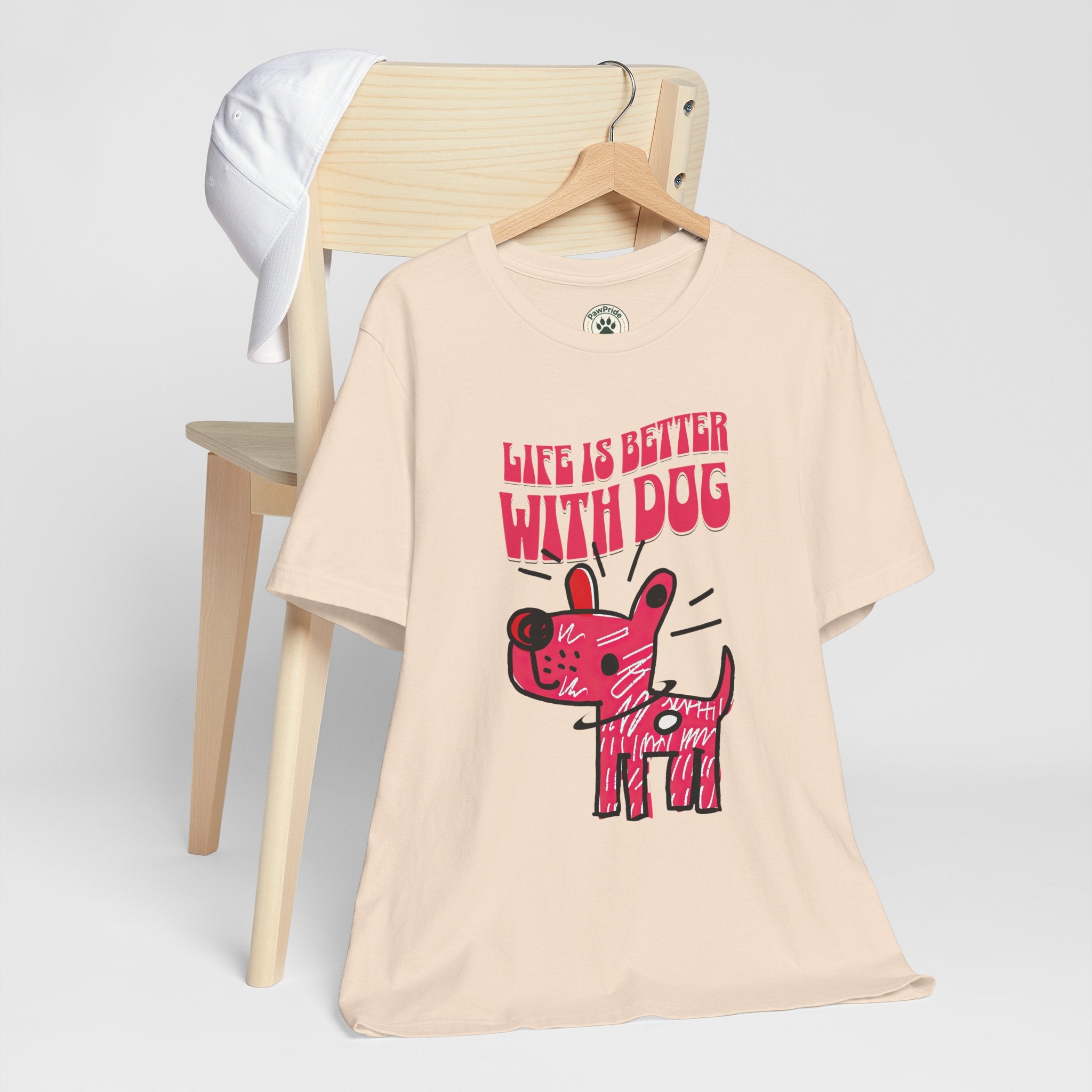 Dog Lover T-Shirt — "Life Is Better With Dog" Cute Pink Pup Graphic Tee