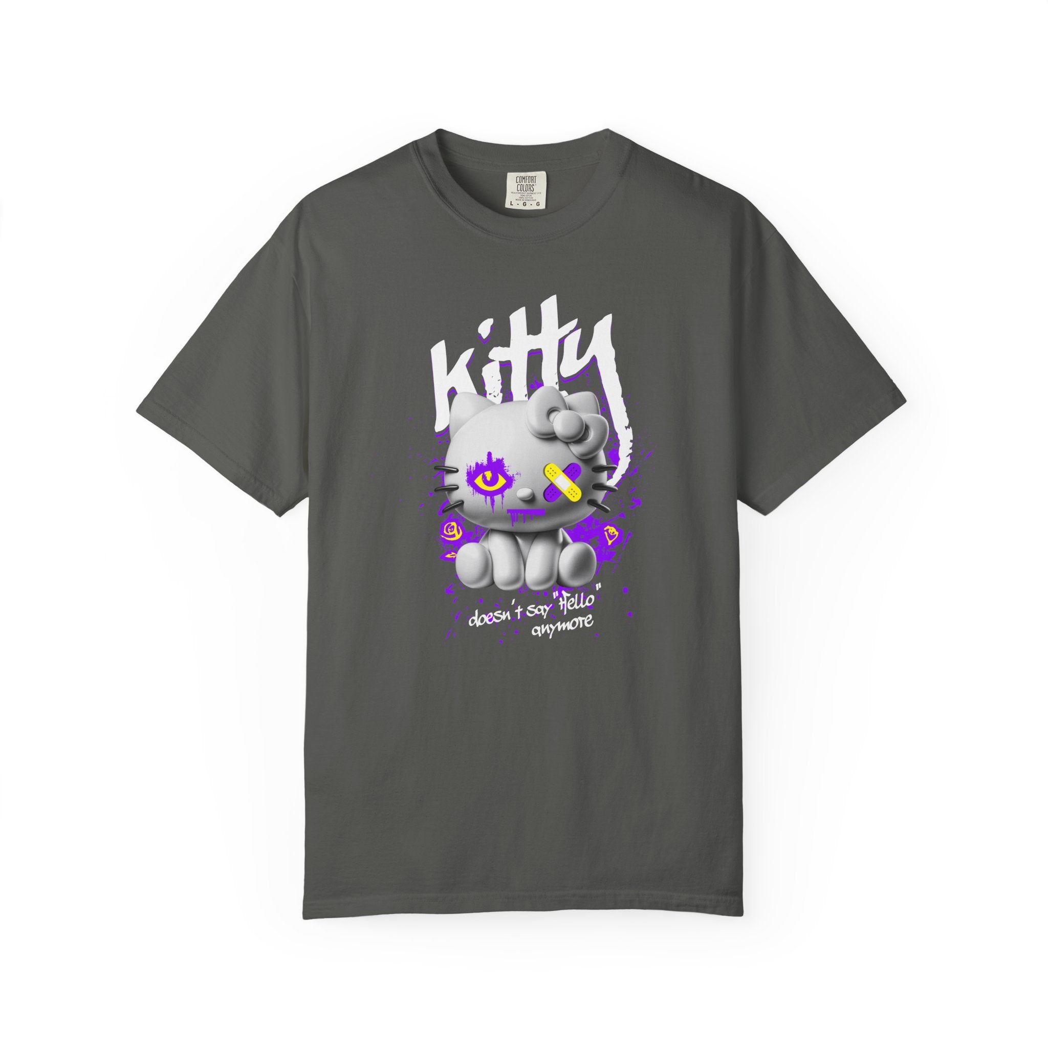 Kitty Cute Punk T-Shirt — 'doesn't say hello' Garment-Dyed Tee