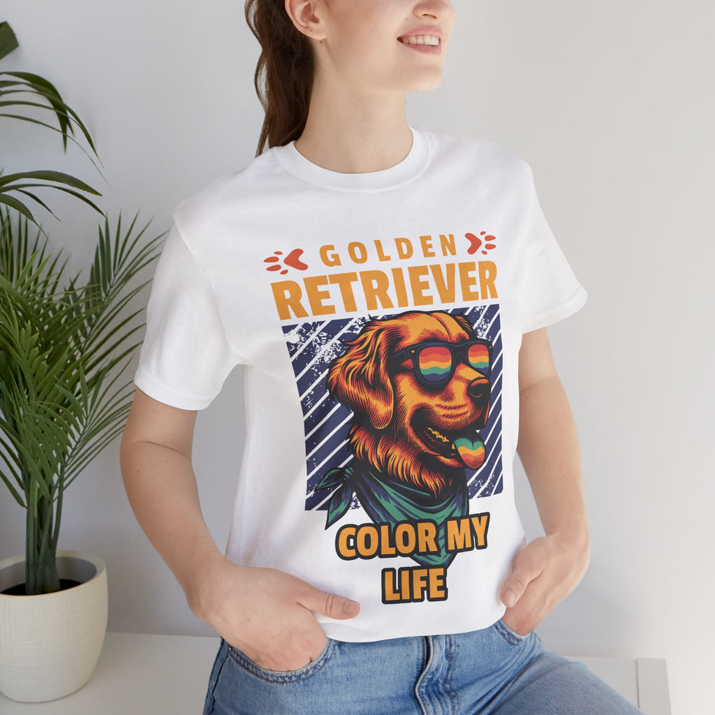 Golden Retriever T‑Shirt — 'Color My Life' Retro Dog Graphic Tee