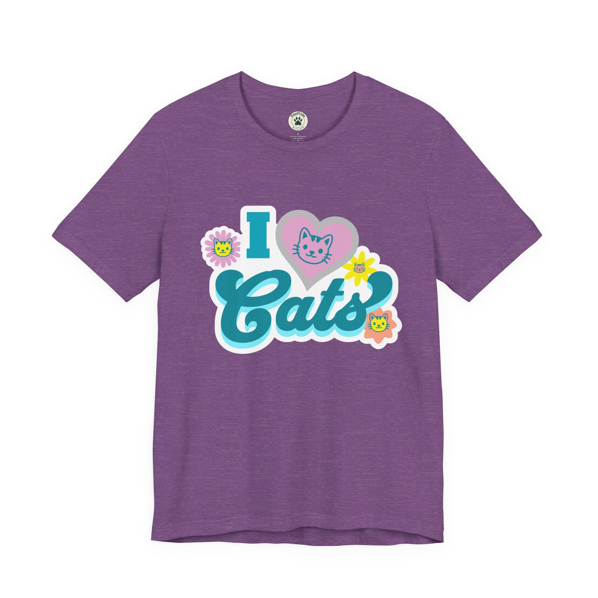 I  Cats Retro Floral Tee — Cute Cat Lover Graphic T-Shirt