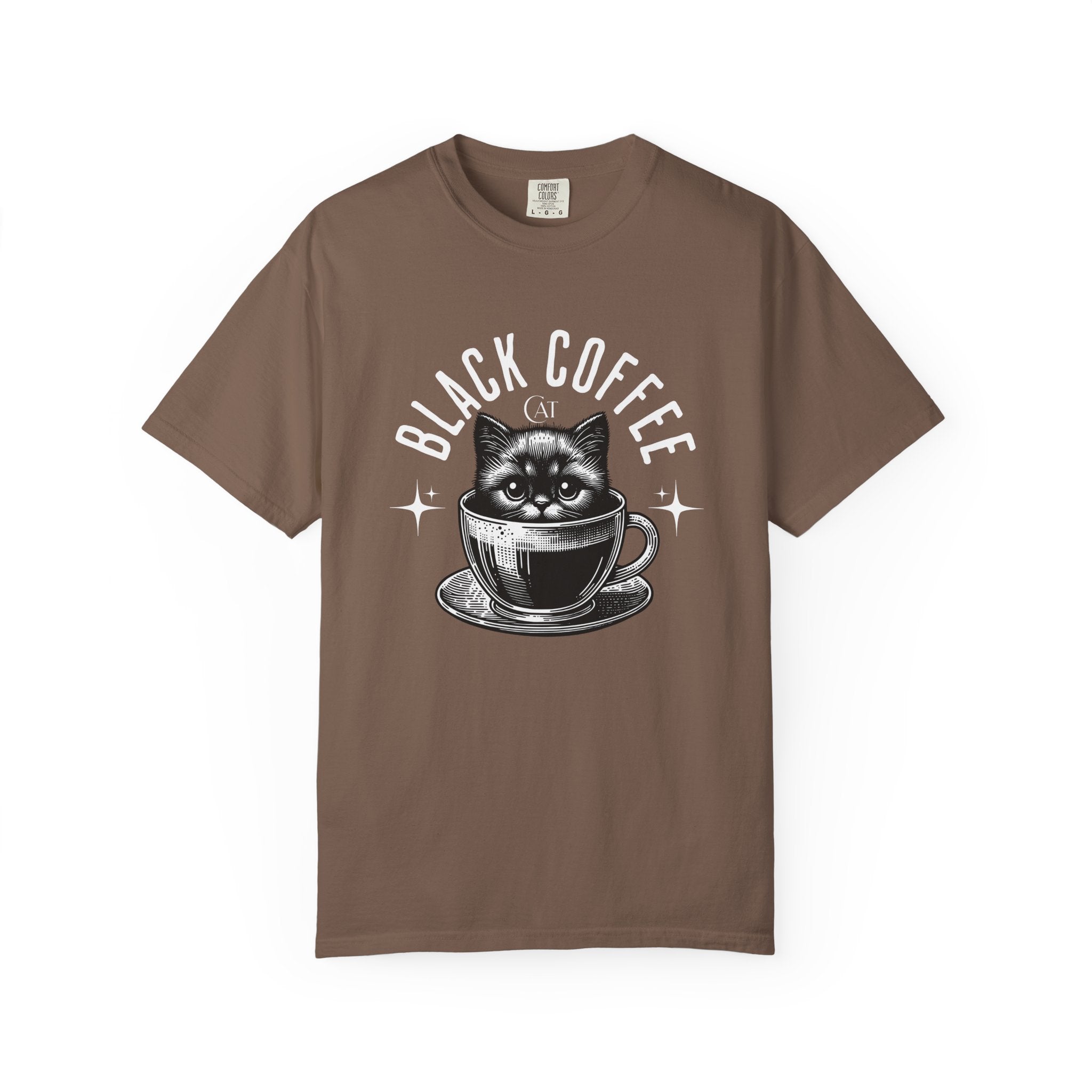 Black Coffee Cat T-Shirt — Cute Cat in Coffee Cup Graphic Tee