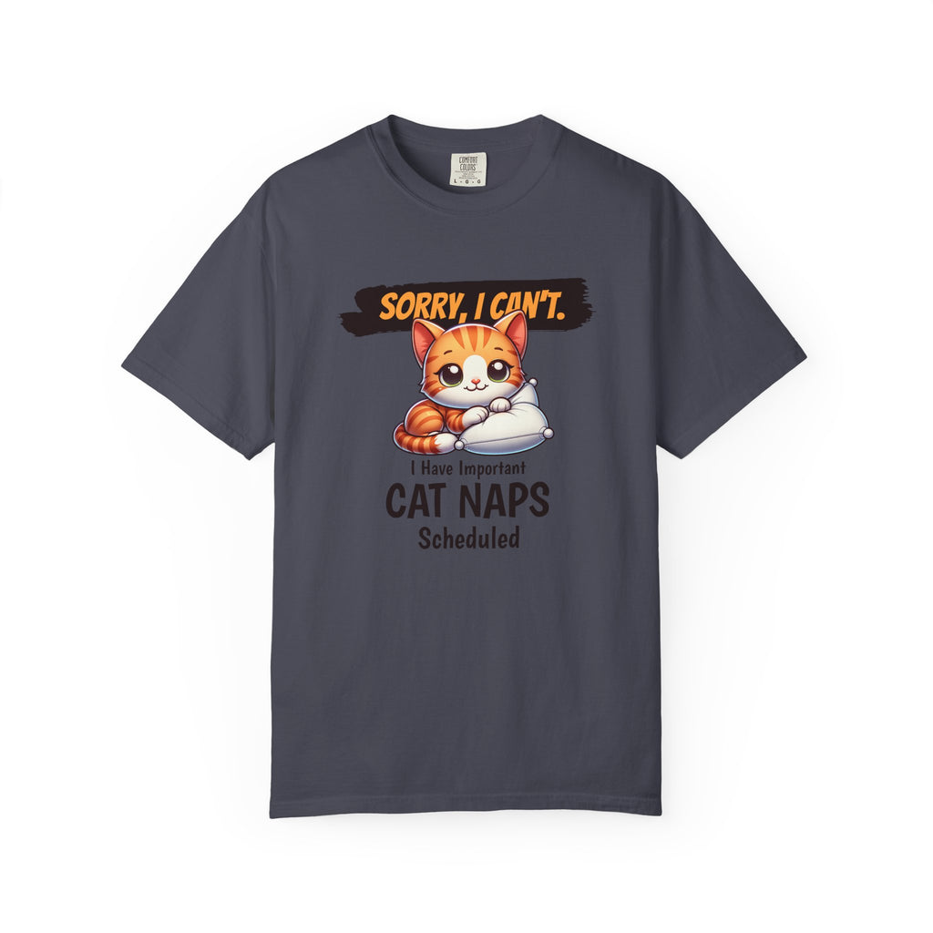 Cat Naps Scheduled T-Shirt — "Sorry, I Can't" Cute Cat Nap Graphic Tee