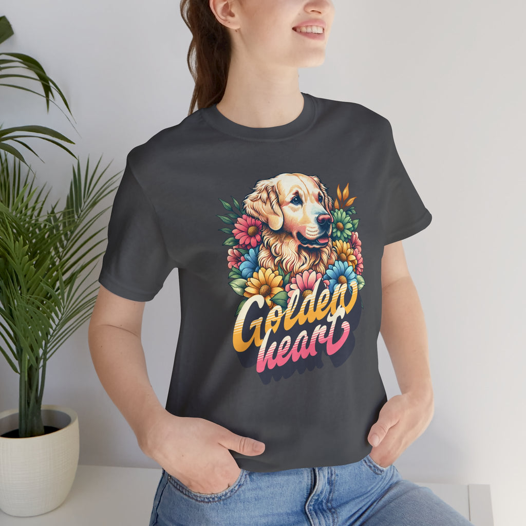 Golden Heart T-Shirt — Retro Floral Golden Retriever Tee
