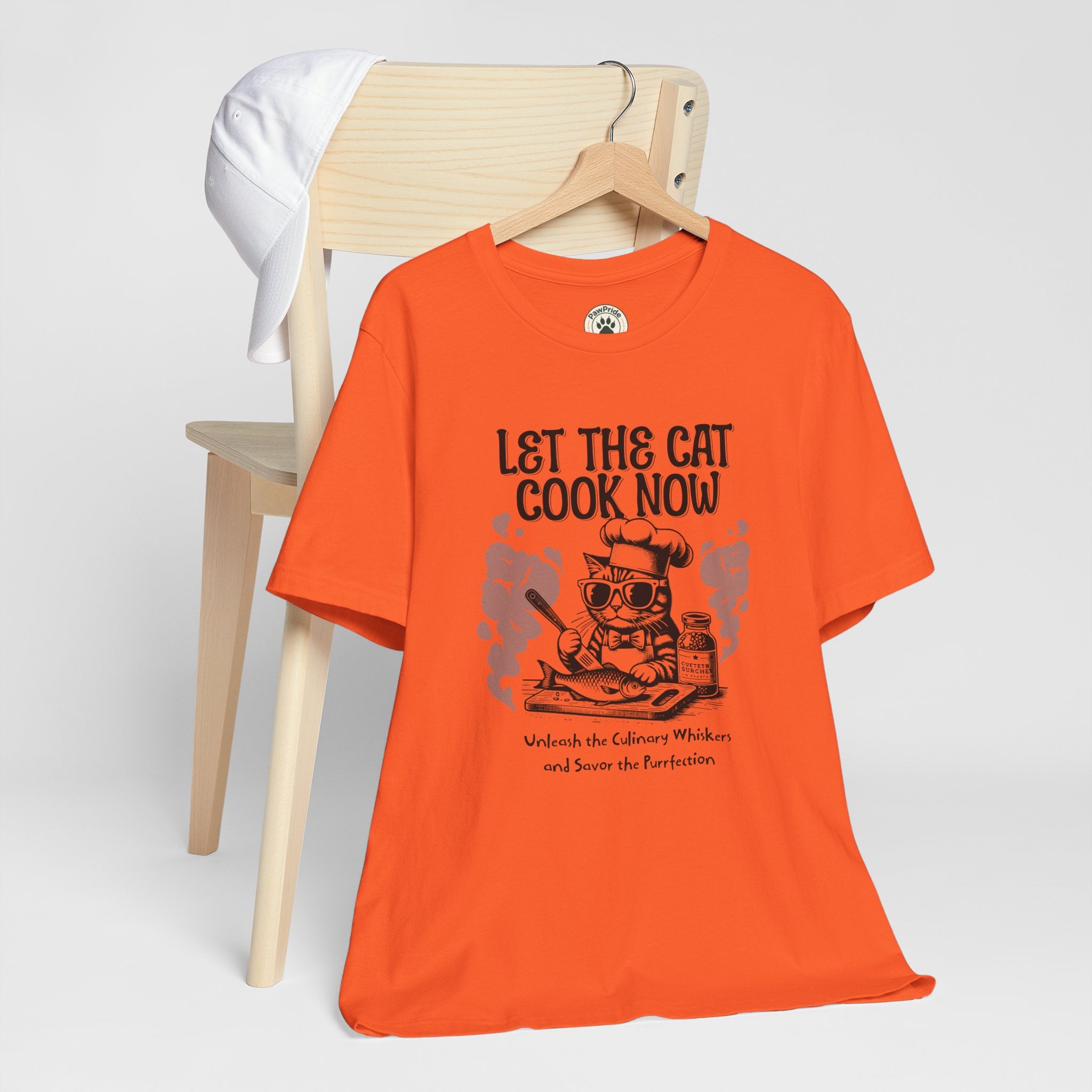 Let The Cat Cook Now T-Shirt — Funny Chef Cat Cooking Tee