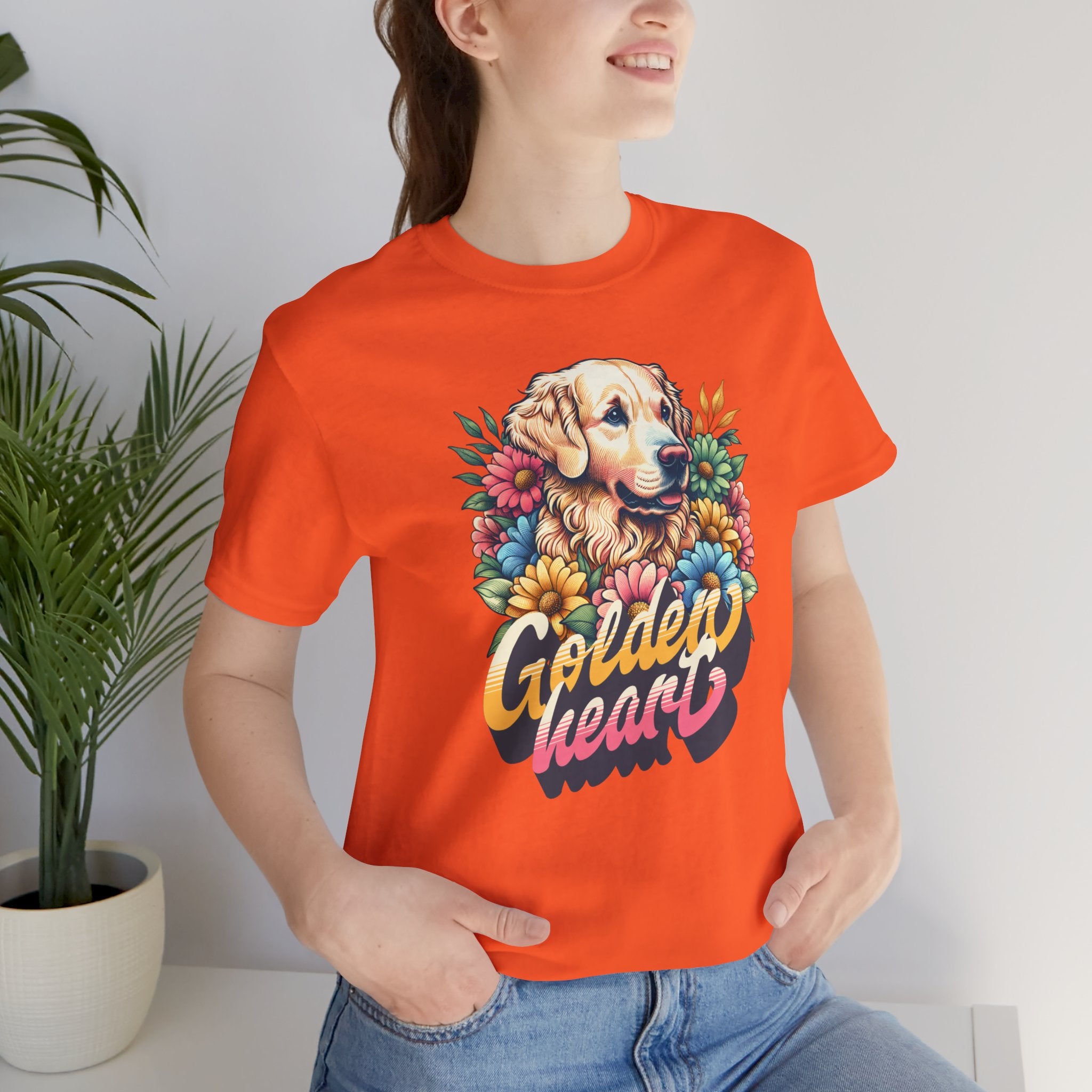 Golden Heart T-Shirt — Retro Floral Golden Retriever Tee